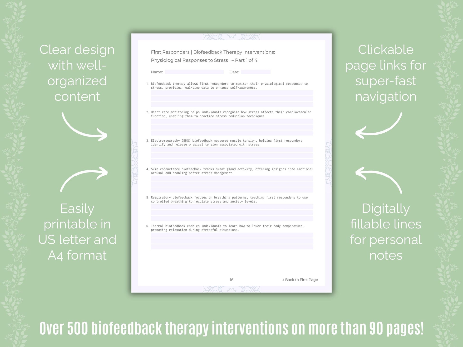 First Responders Biofeedback Therapy Counseling Templates