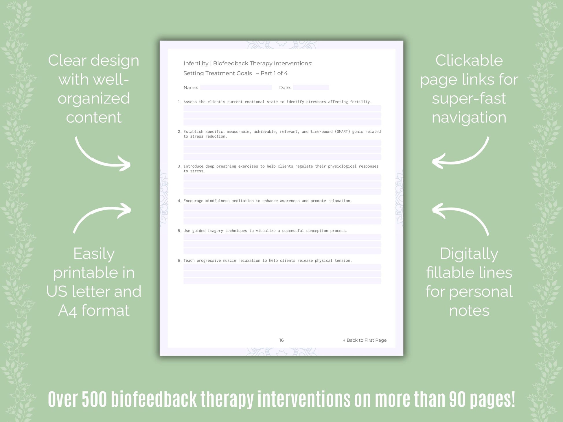 Infertility Biofeedback Therapy Counseling Templates