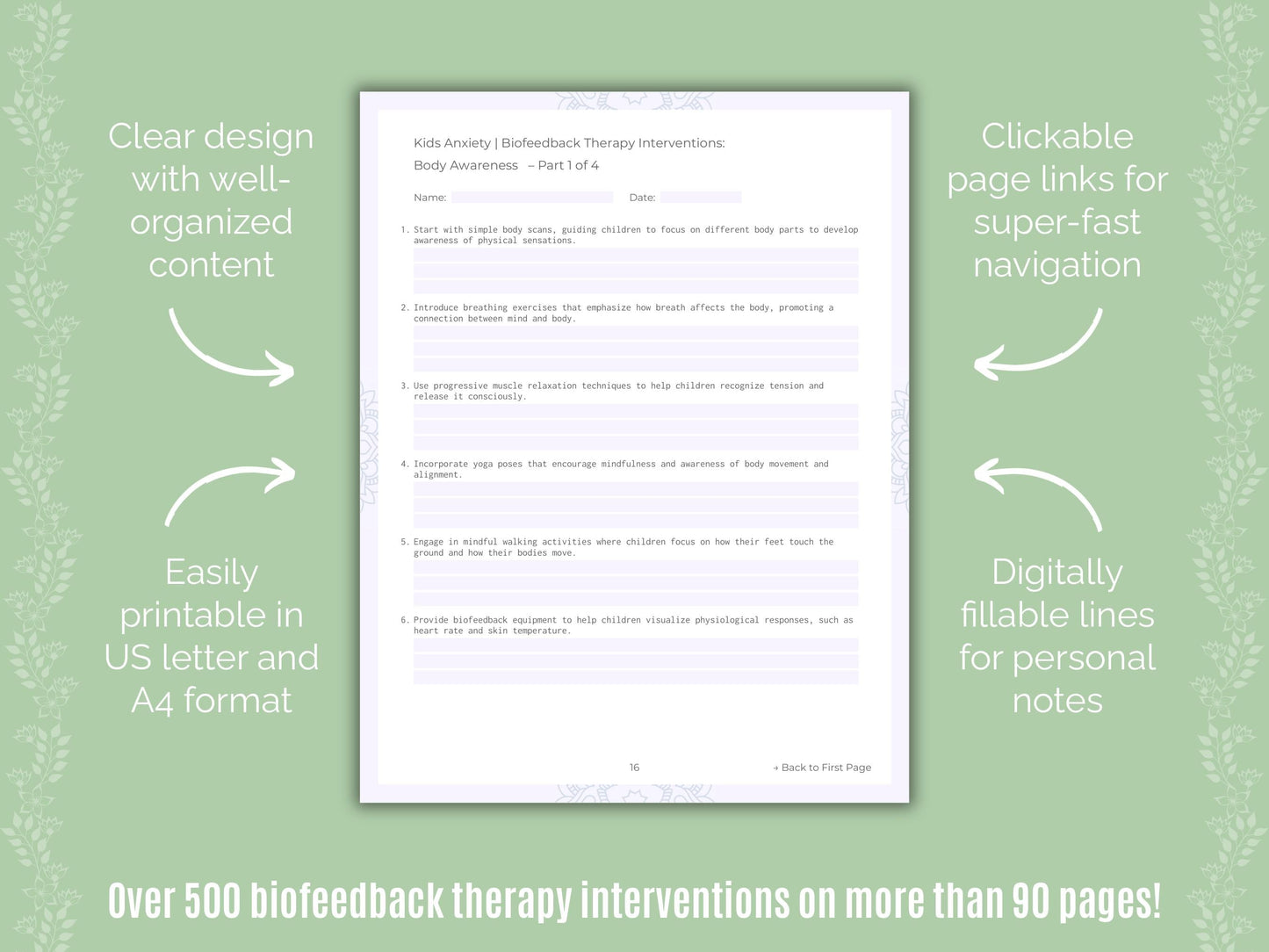 Kids Anxiety Biofeedback Therapy Counseling Templates