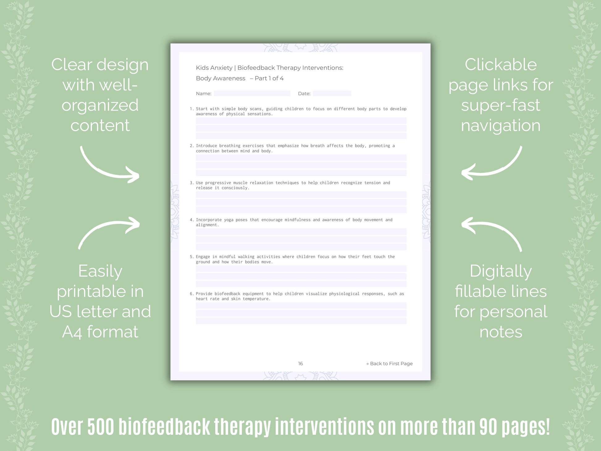 Kids Anxiety Biofeedback Therapy Counseling Templates