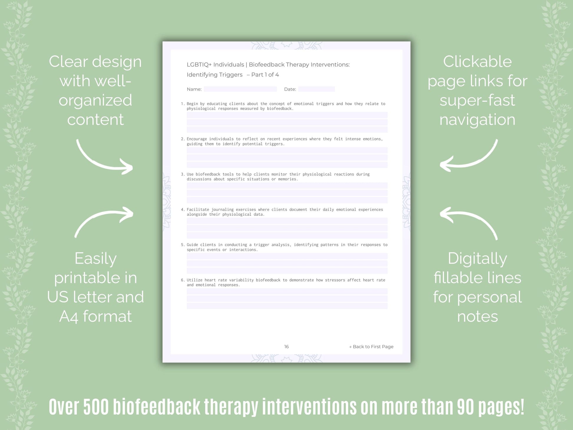 LGBTIQ+ Individuals Biofeedback Therapy Counseling Templates