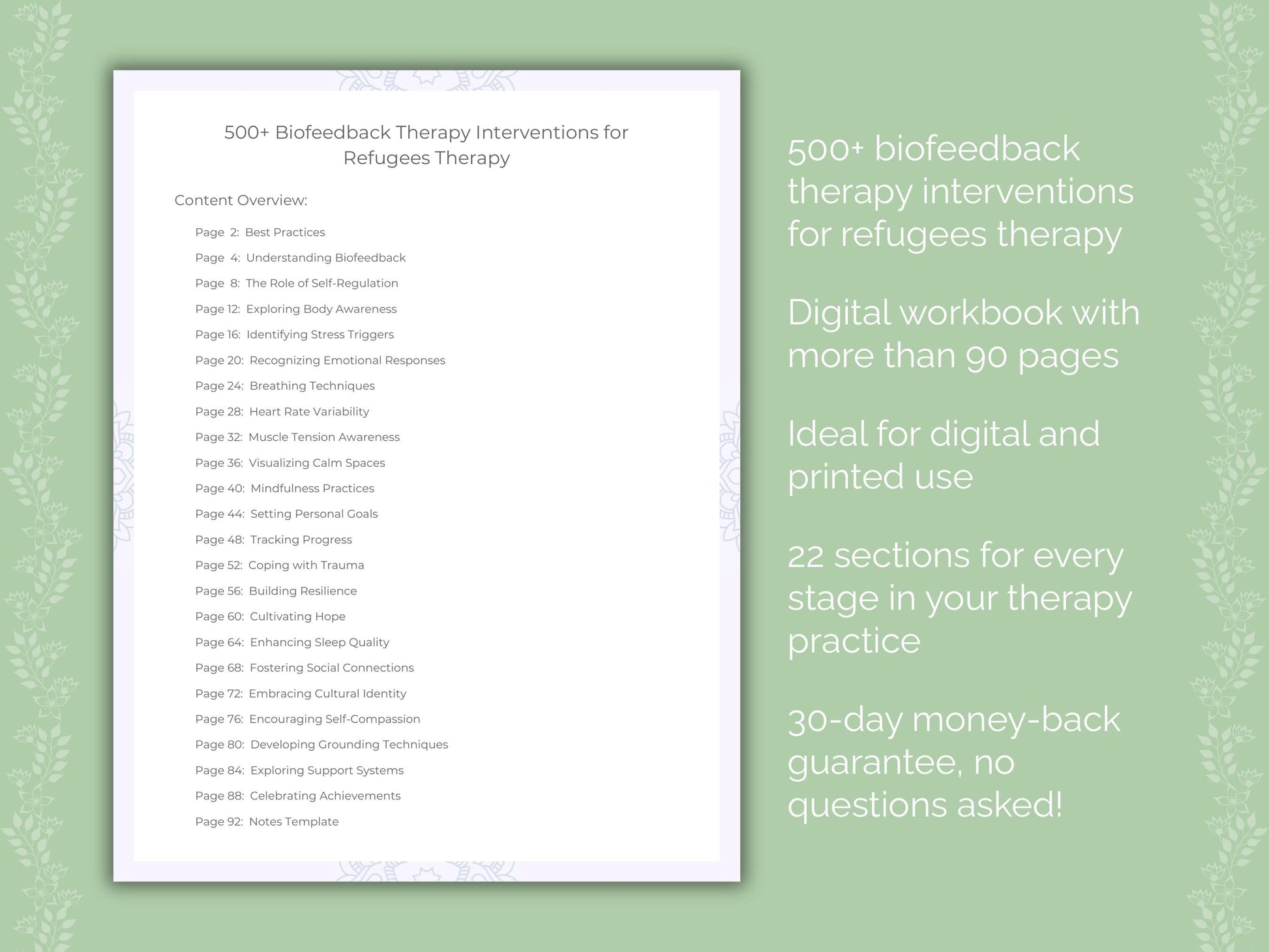 Refugees Biofeedback Therapy Therapist Worksheets