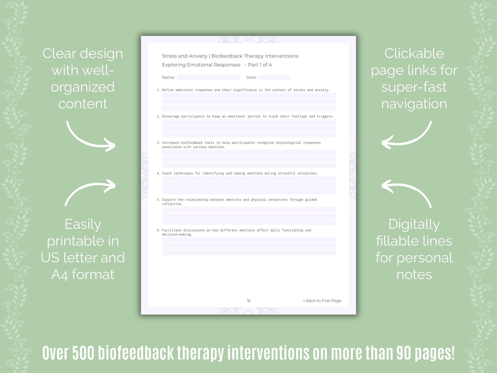 Stress and Anxiety Biofeedback Therapy Counseling Templates