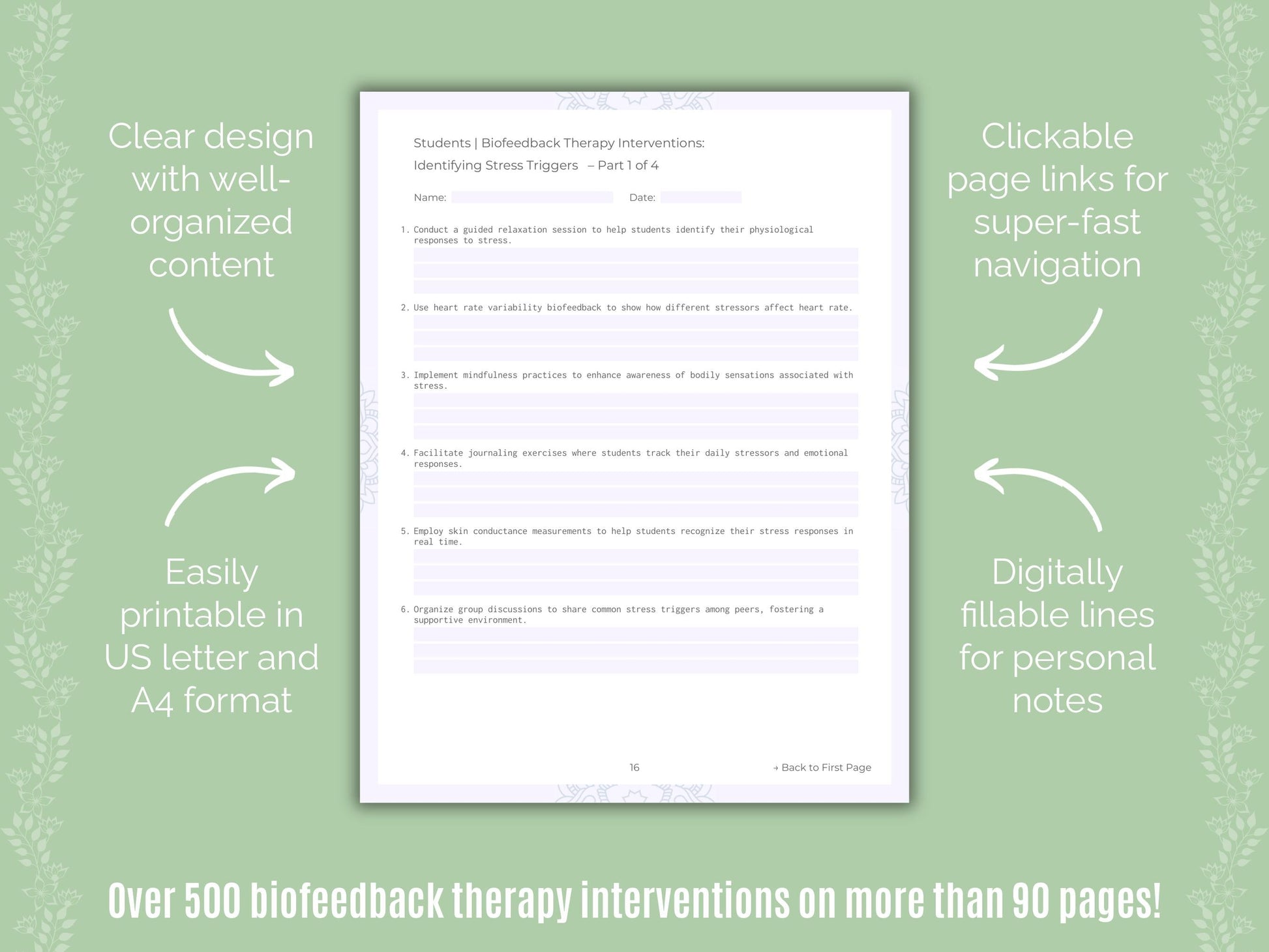 Students Biofeedback Therapy Counseling Templates