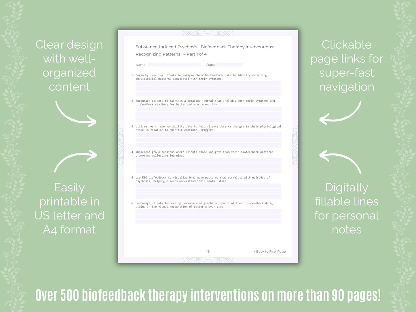 Substance-Induced Psychosis Biofeedback Therapy Counseling Templates