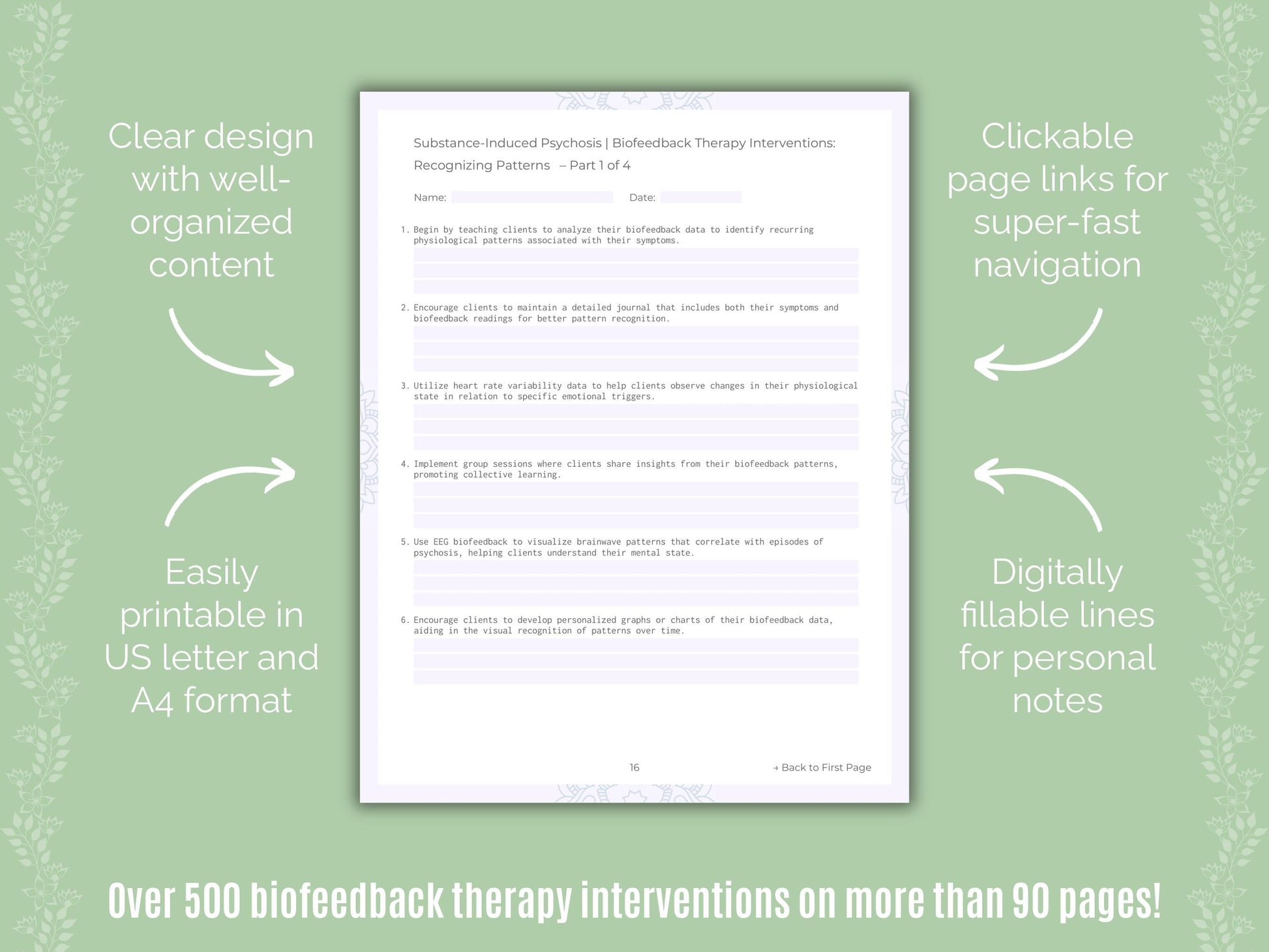 Substance-Induced Psychosis Biofeedback Therapy Counseling Templates