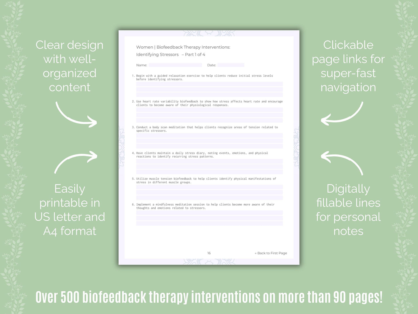 Women Biofeedback Therapy Counseling Templates