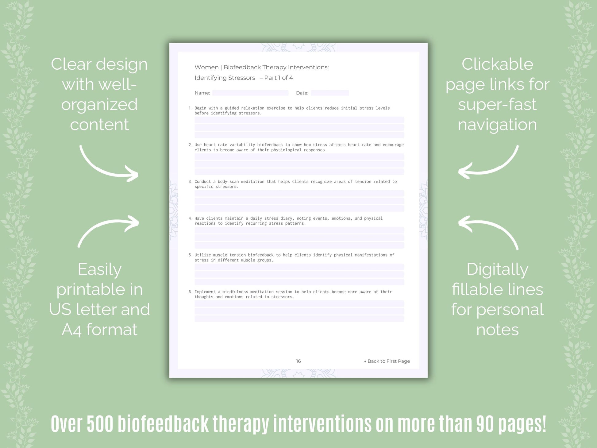 Women Biofeedback Therapy Counseling Templates