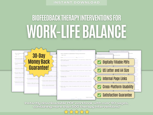 Work-Life Balance Biofeedback Therapy Psychology Workbooks