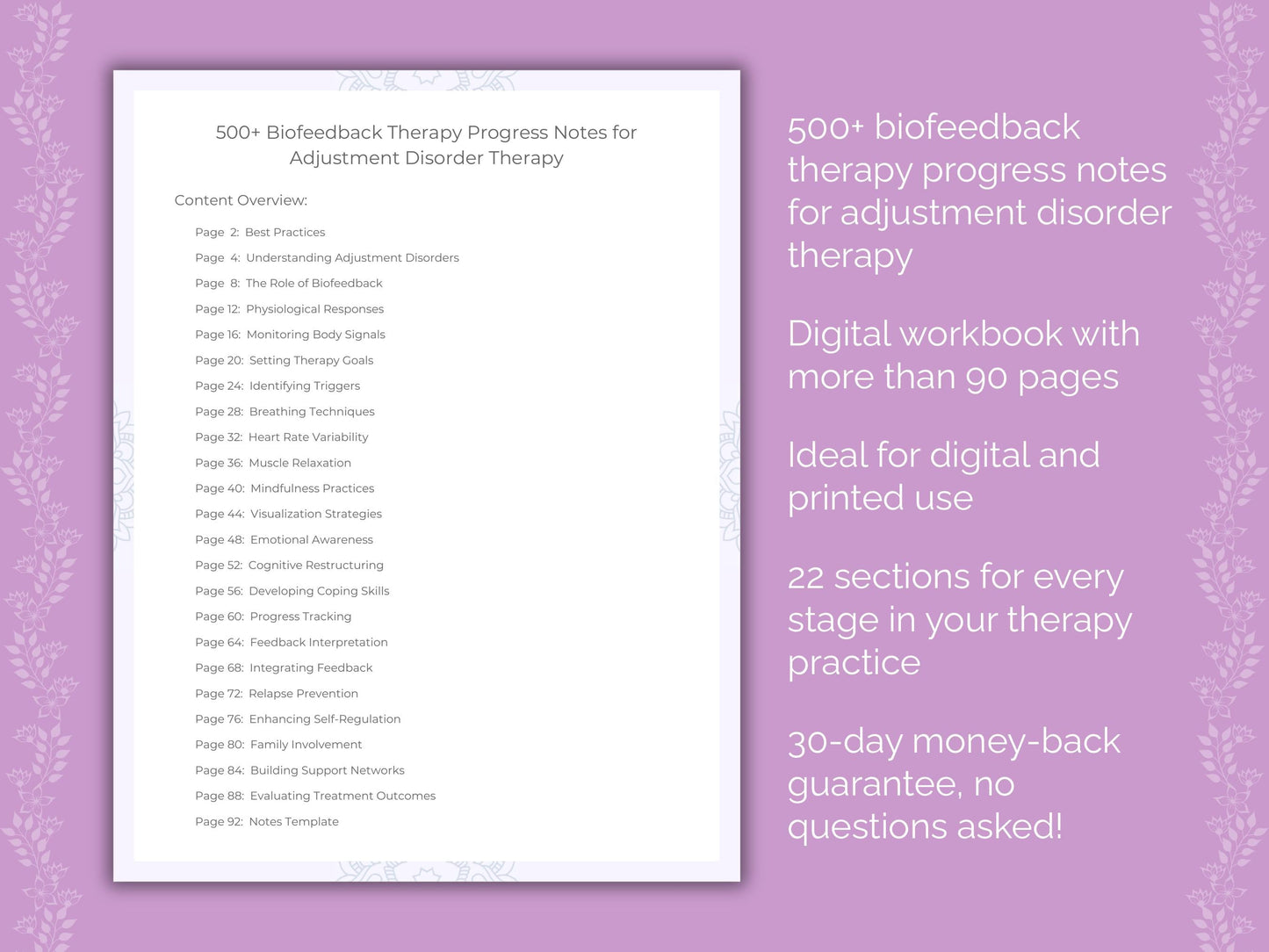 Adjustment Disorder Biofeedback Therapy Therapist Worksheets