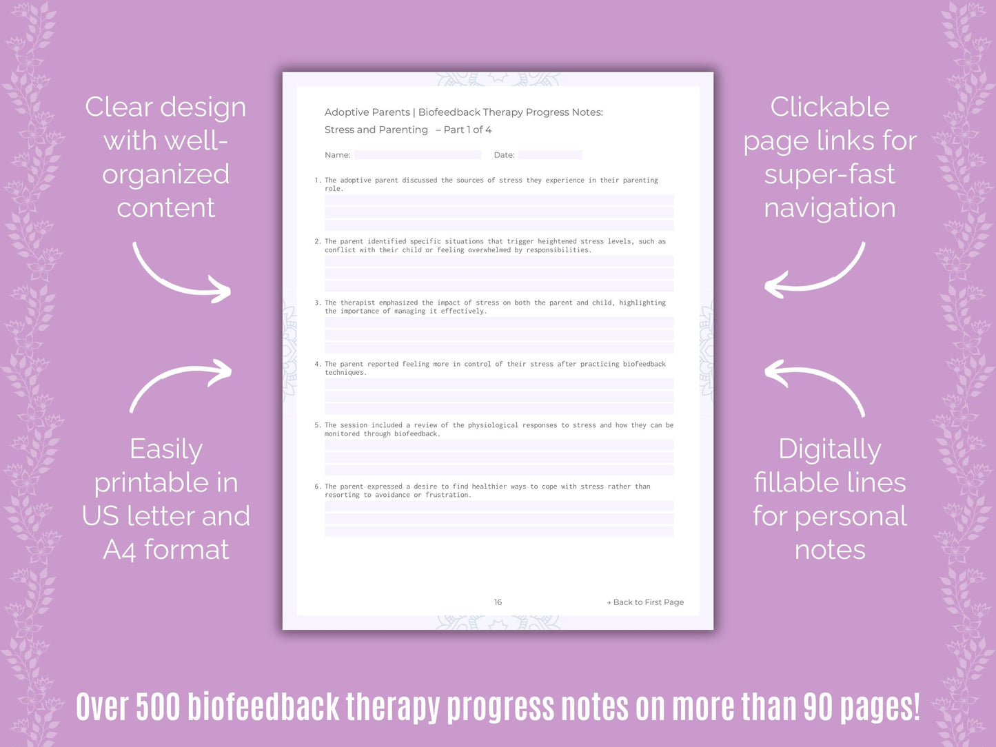 Adoptive Parents Biofeedback Therapy Counseling Templates