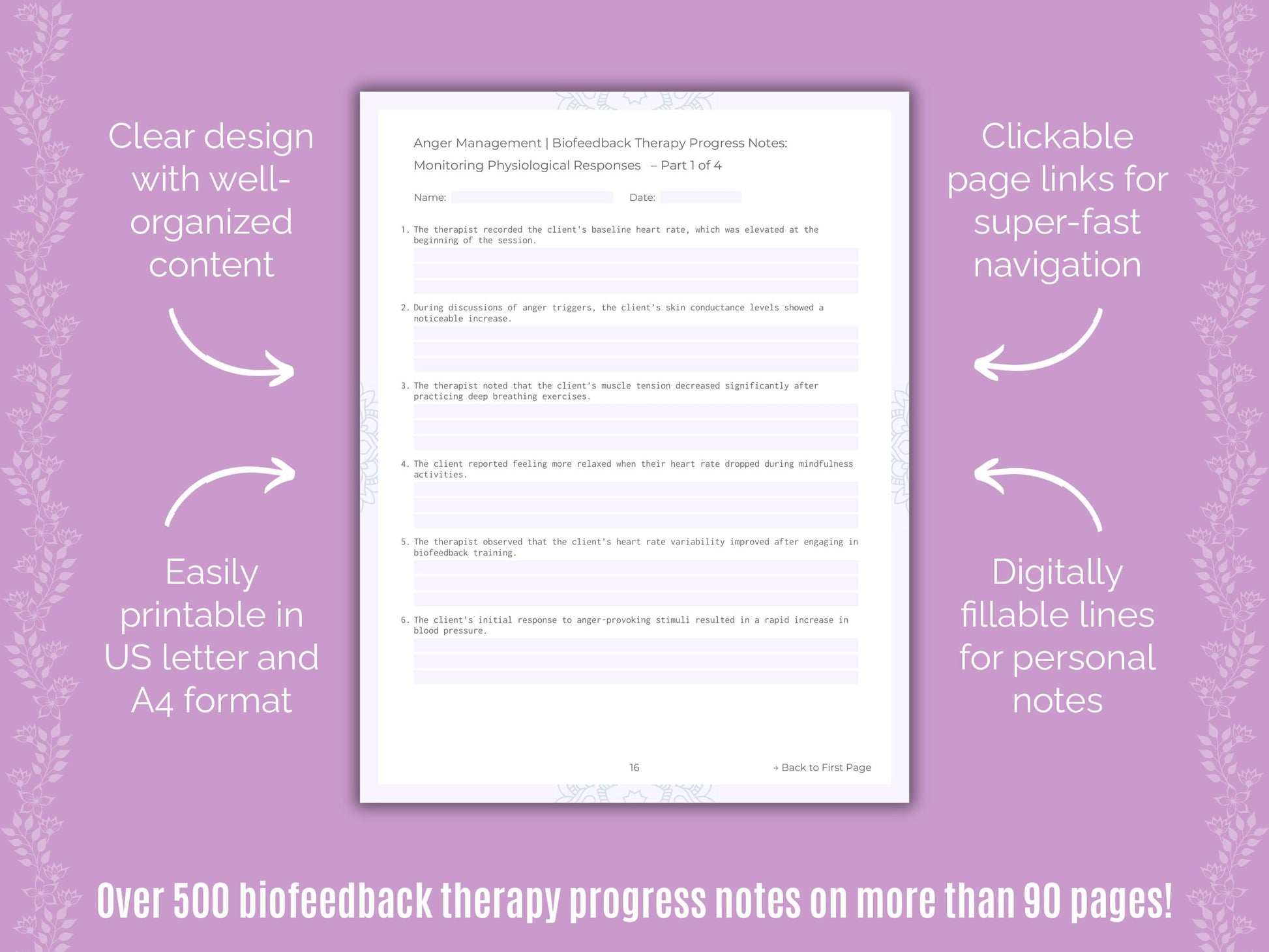 Anger Management Biofeedback Therapy Counseling Templates