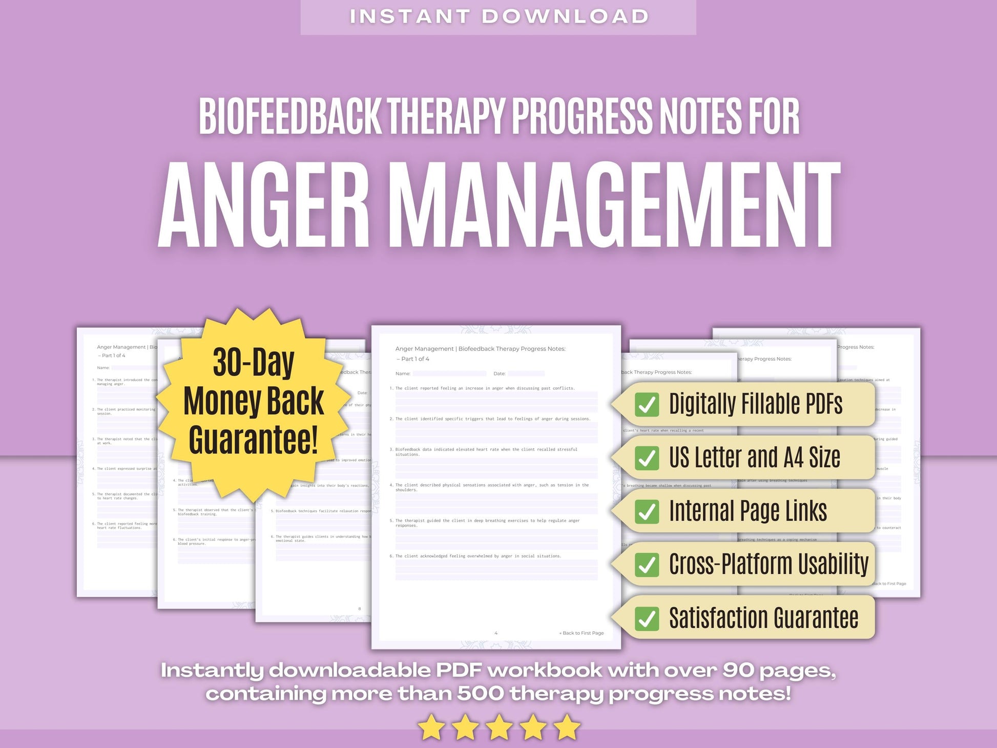 Anger Management Biofeedback Therapy Psychology Workbooks