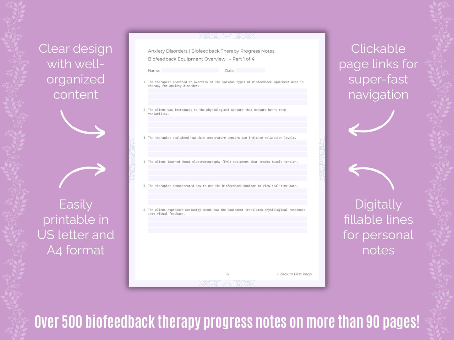 Anxiety Disorders Biofeedback Therapy Counseling Templates