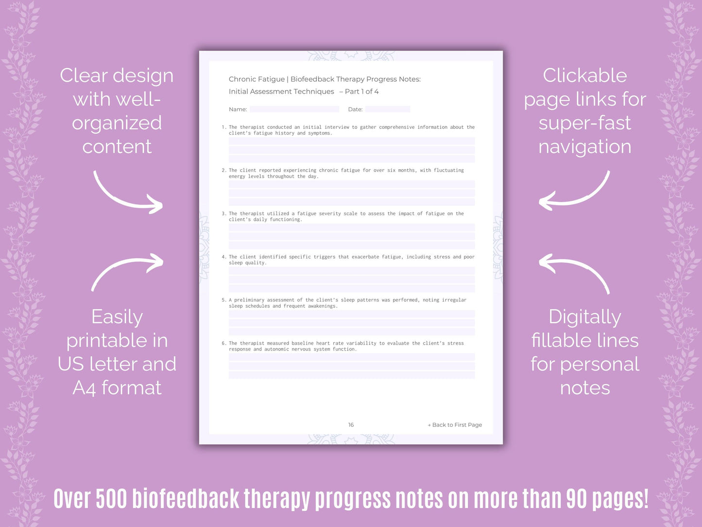 Chronic Fatigue Biofeedback Therapy Counseling Templates