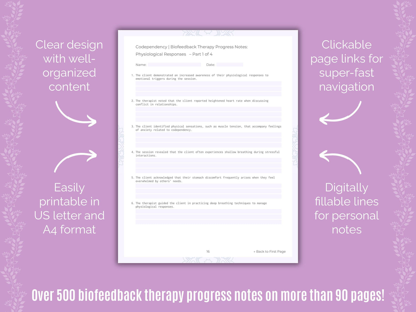 Codependency Biofeedback Therapy Counseling Templates