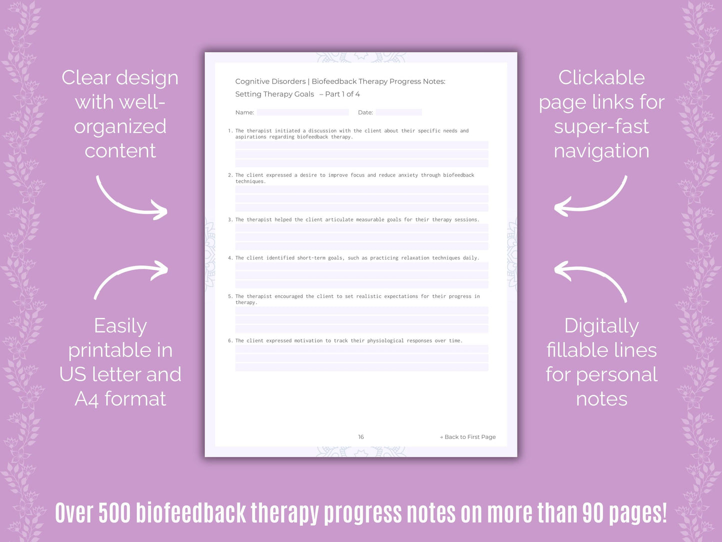 Cognitive Disorders Biofeedback Therapy Counseling Templates