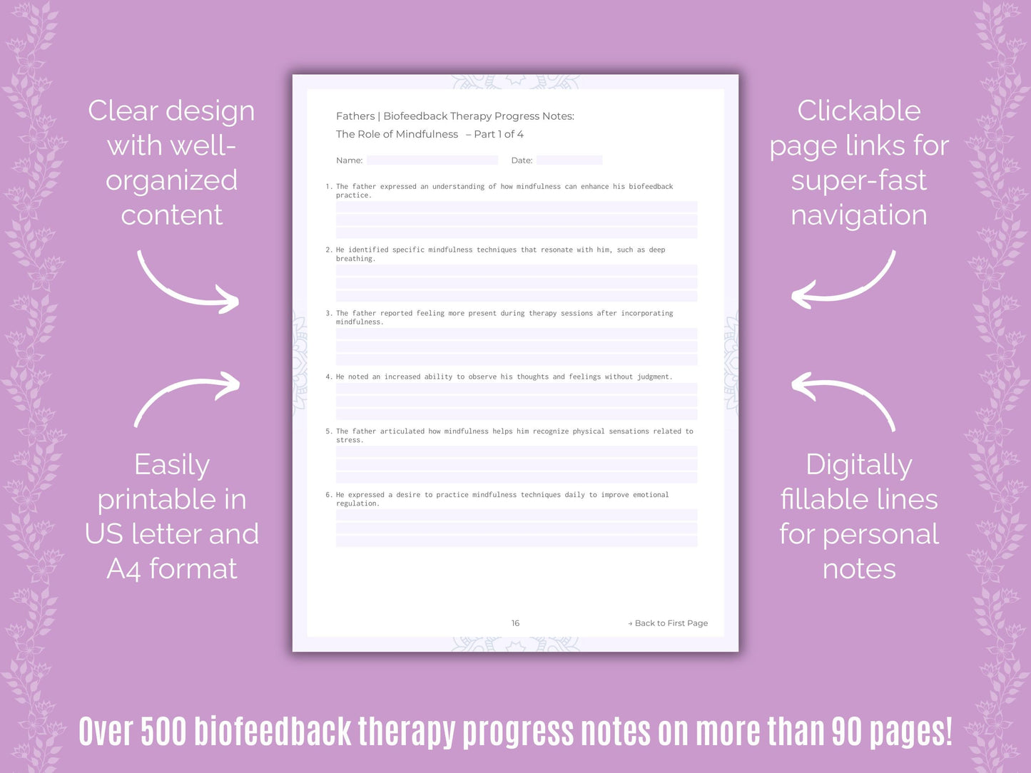 Fathers Biofeedback Therapy Counseling Templates