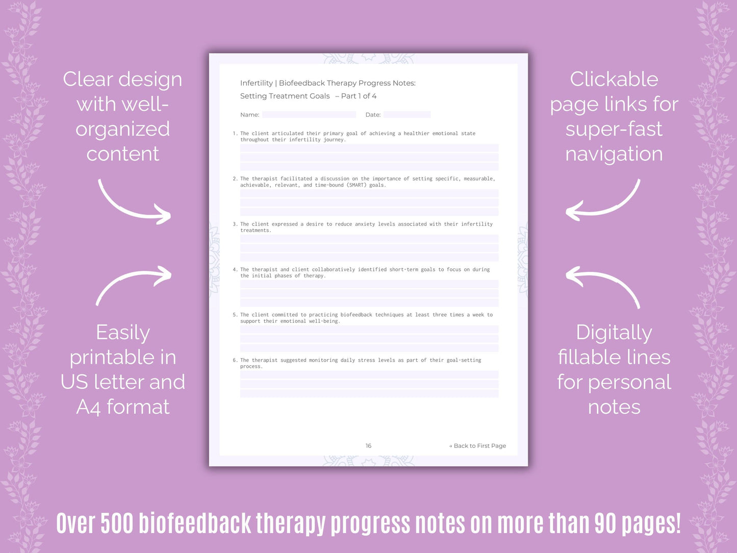 Infertility Biofeedback Therapy Counseling Templates