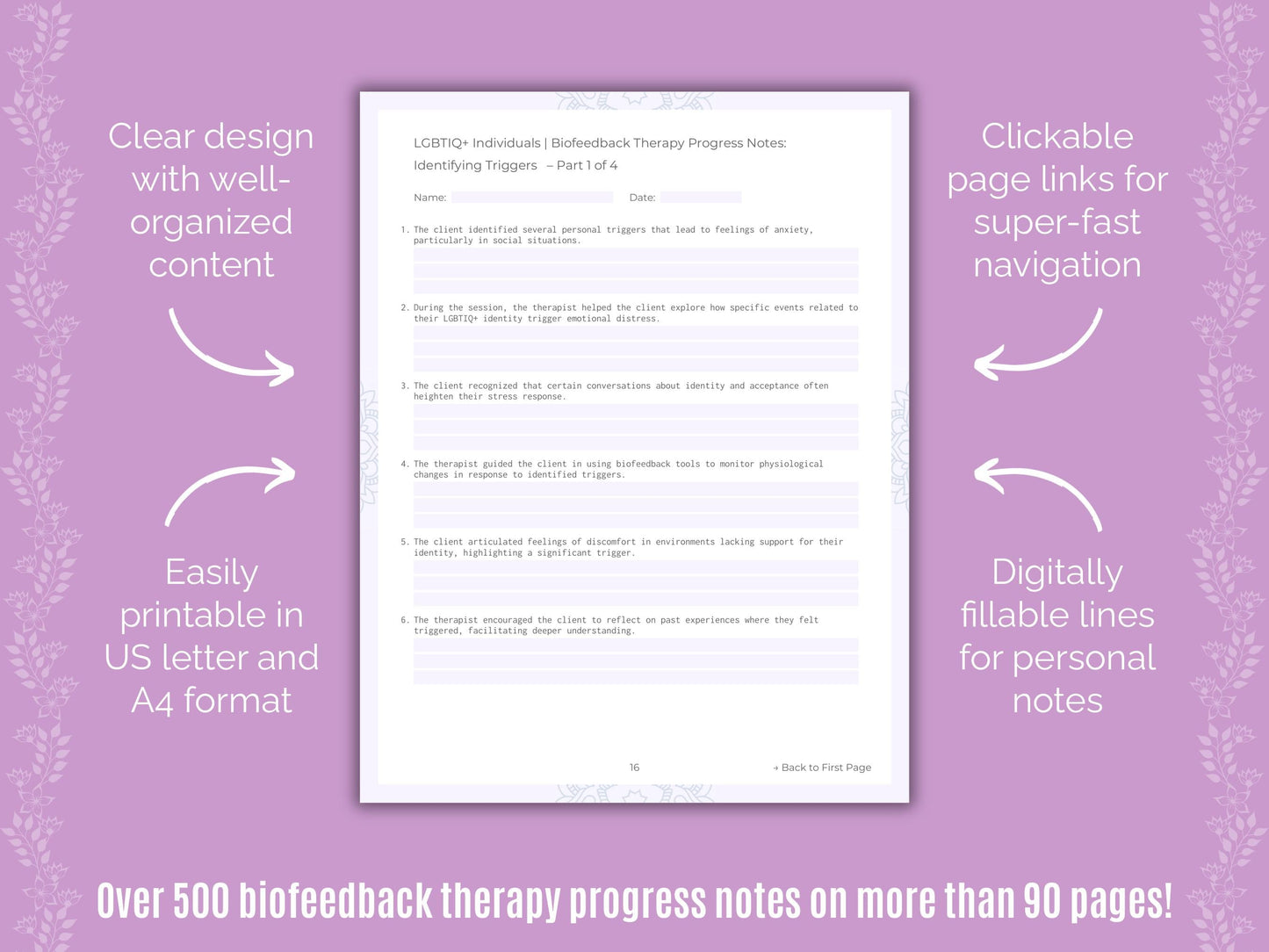 LGBTIQ+ Individuals Biofeedback Therapy Counseling Templates