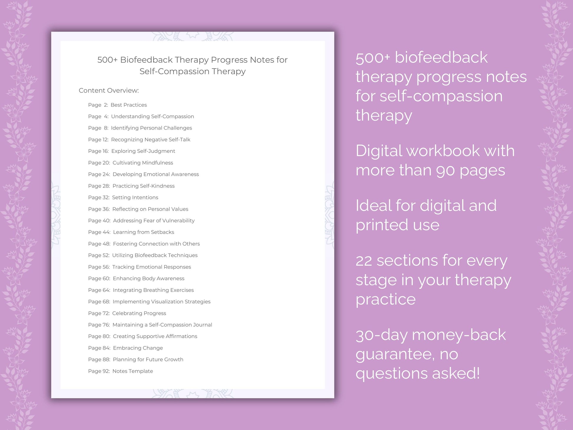 Self-Compassion Biofeedback Therapy Therapist Worksheets