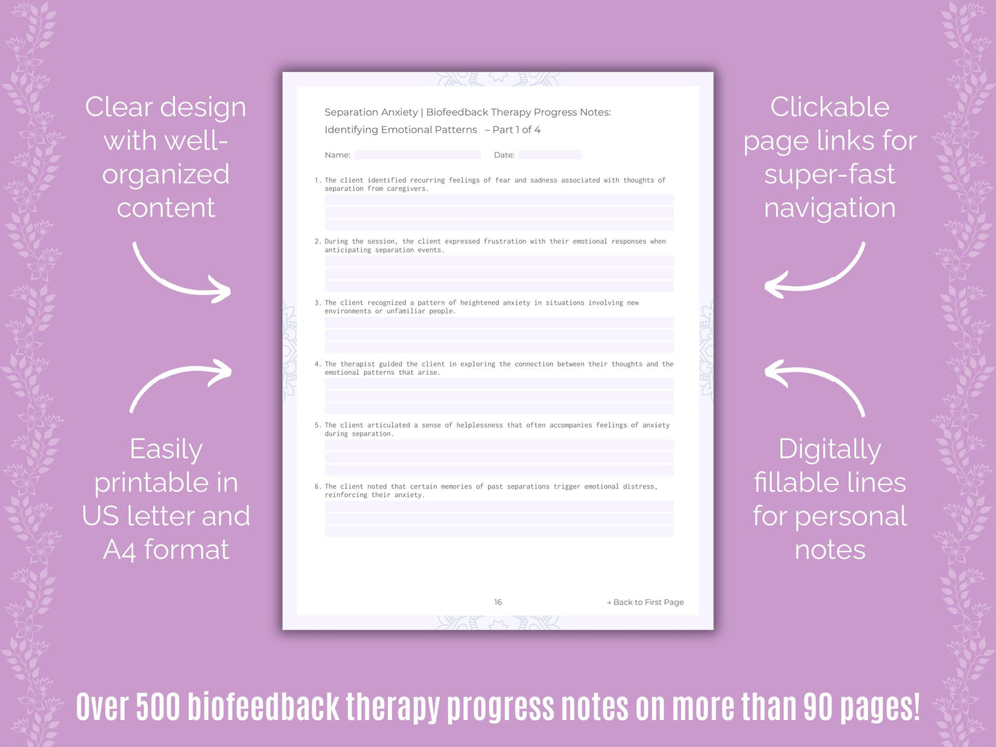 Separation Anxiety Biofeedback Therapy Counseling Templates