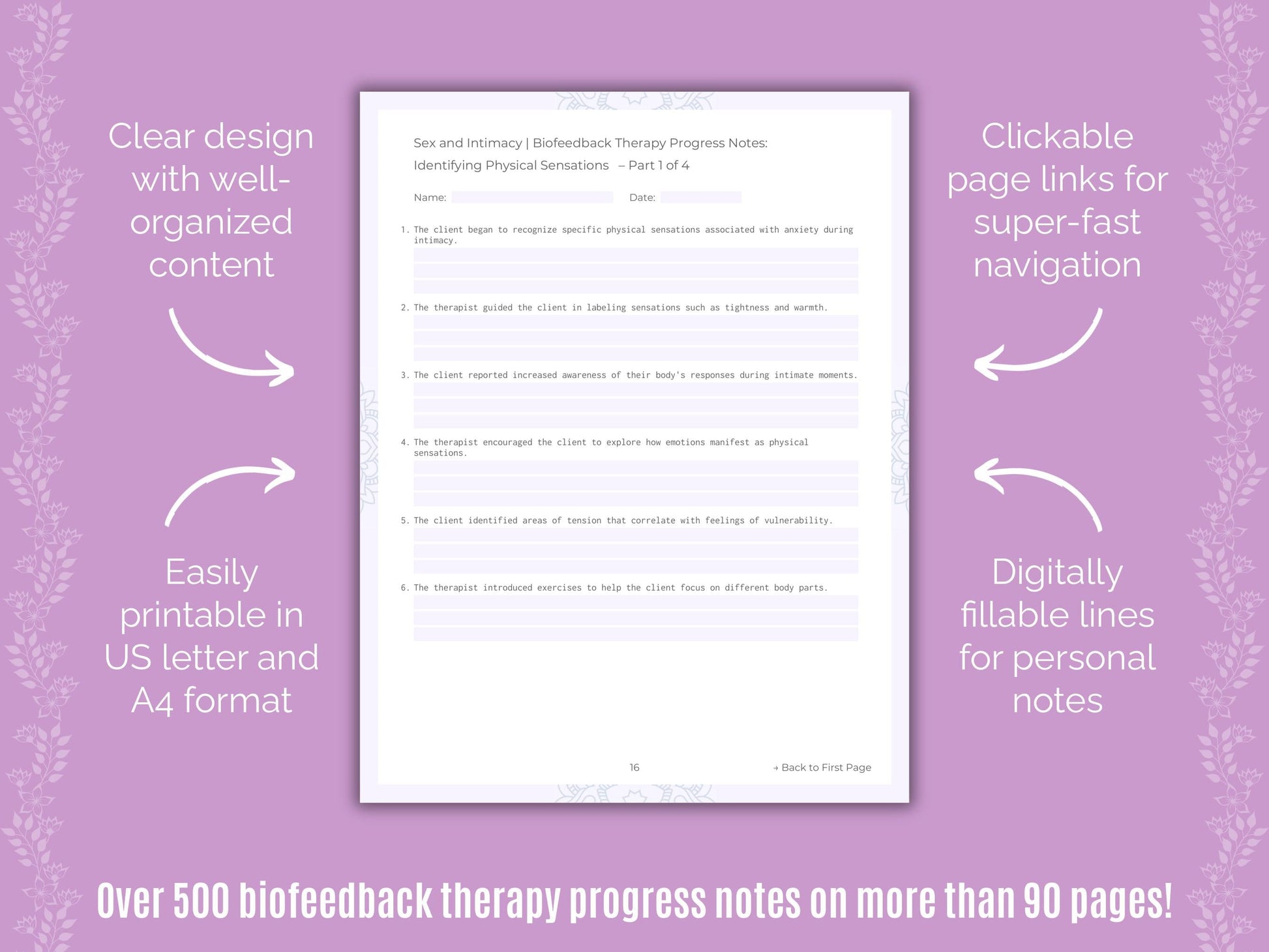 Sex and Intimacy Biofeedback Therapy Counseling Templates