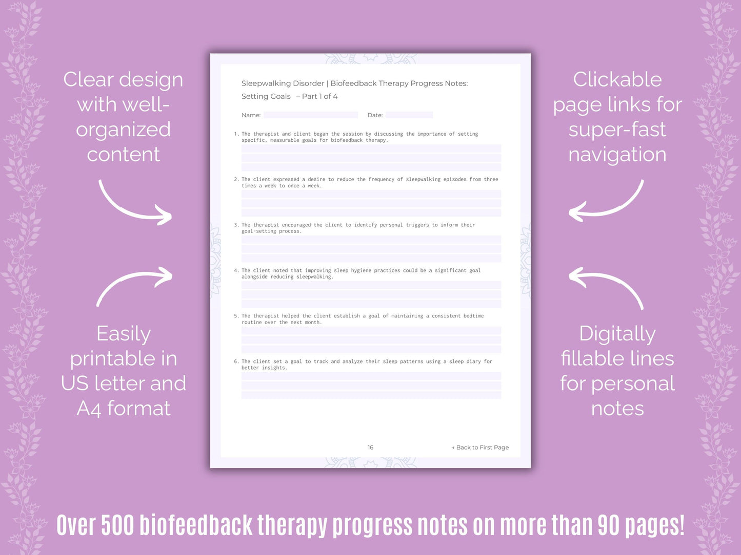 Sleepwalking Disorder Biofeedback Therapy Counseling Templates