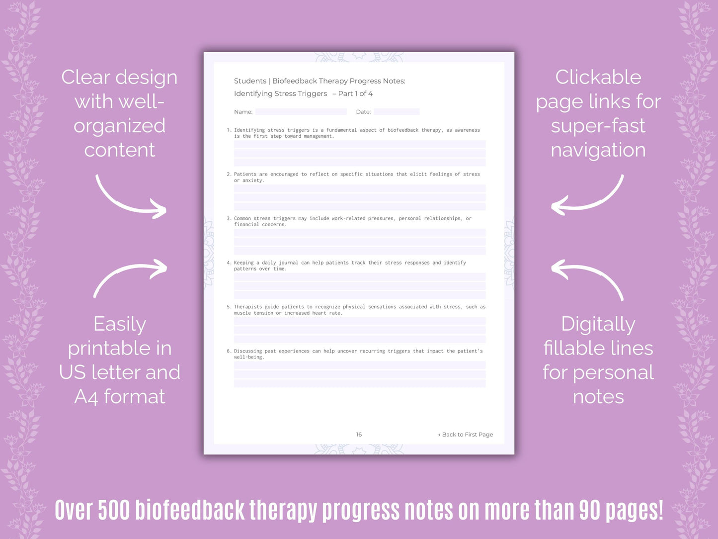 Students Biofeedback Therapy Counseling Templates