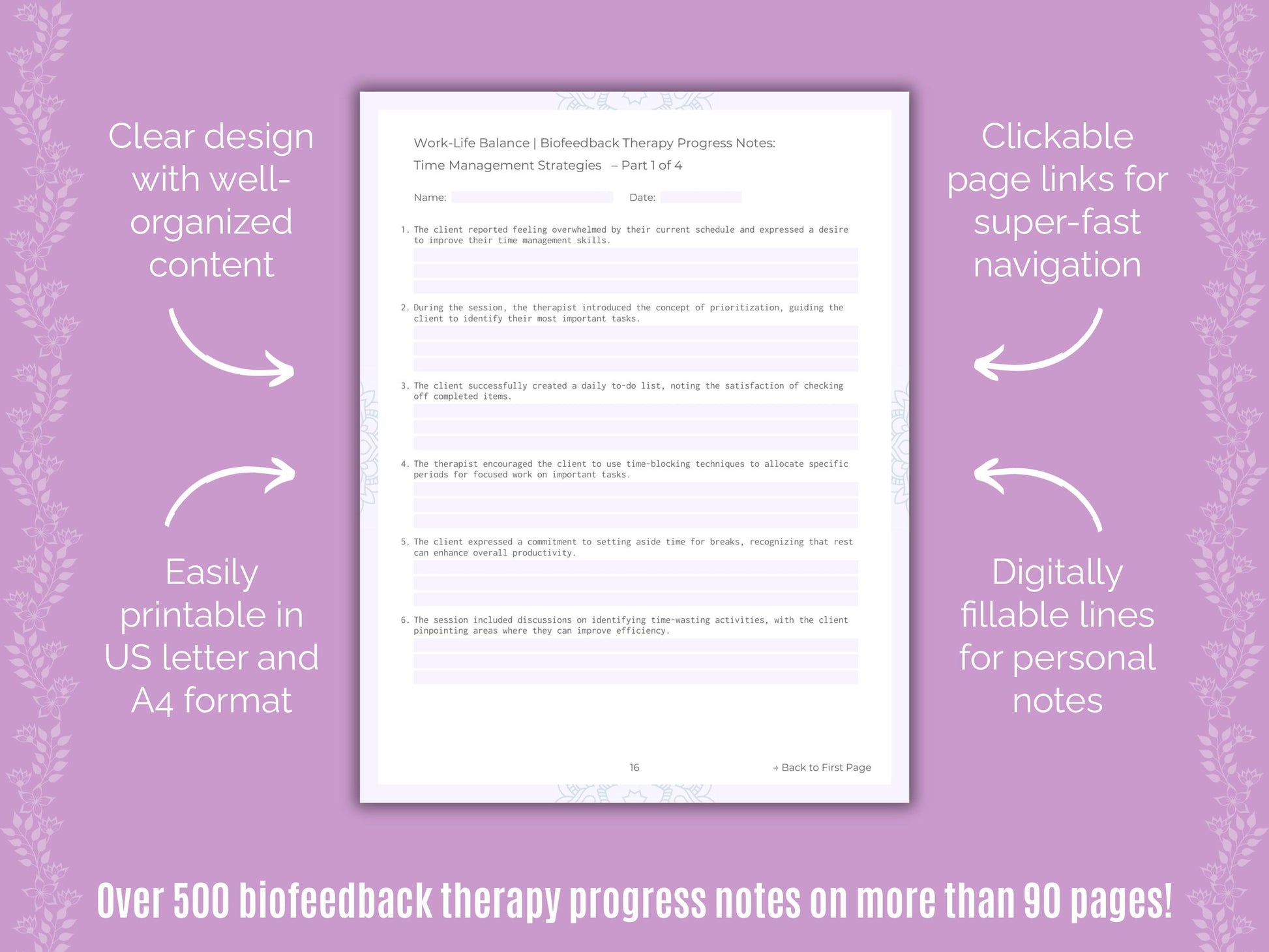 Work-Life Balance Biofeedback Therapy Counseling Templates