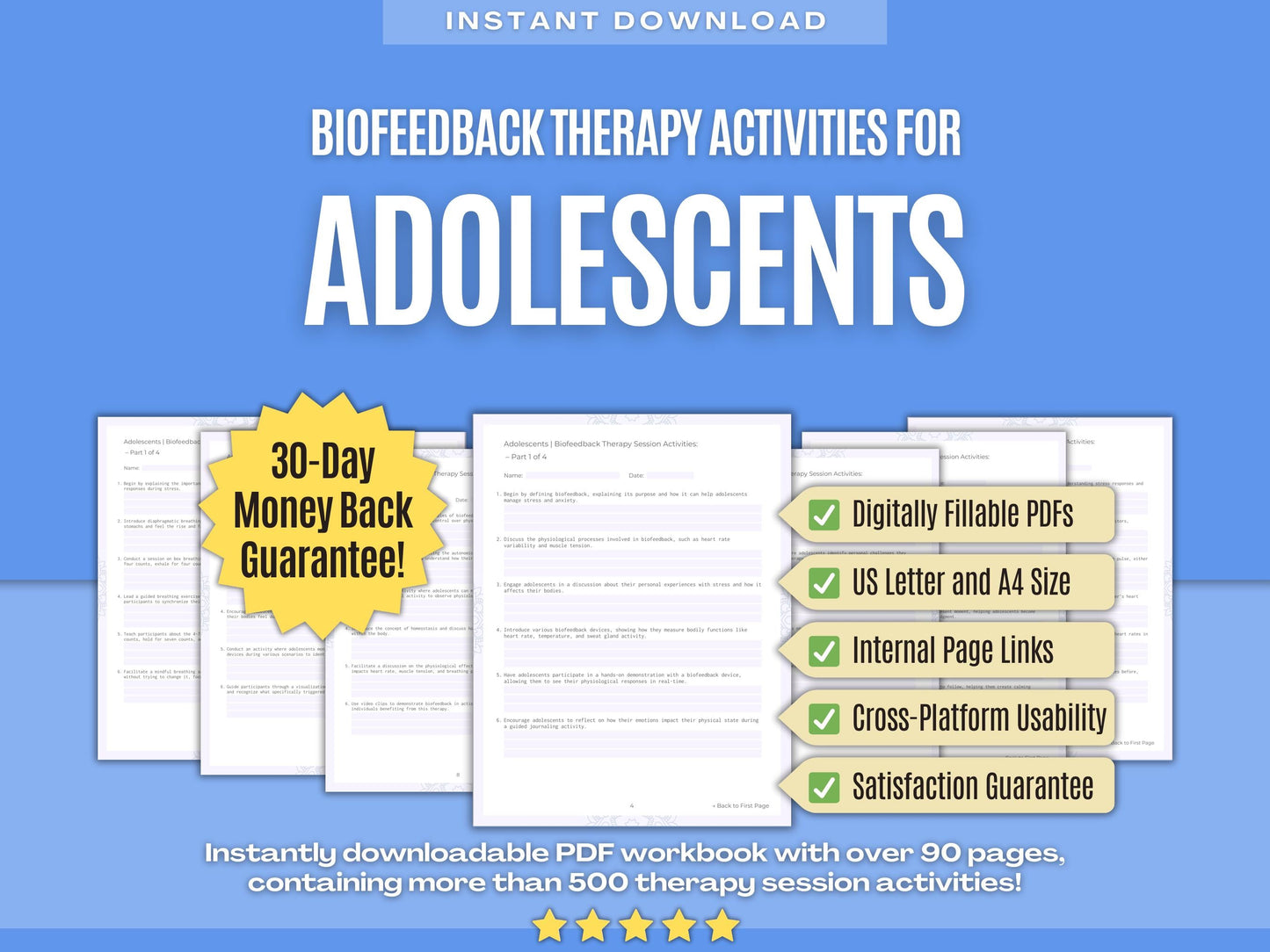 Adolescents Biofeedback Therapy Psychology Workbooks