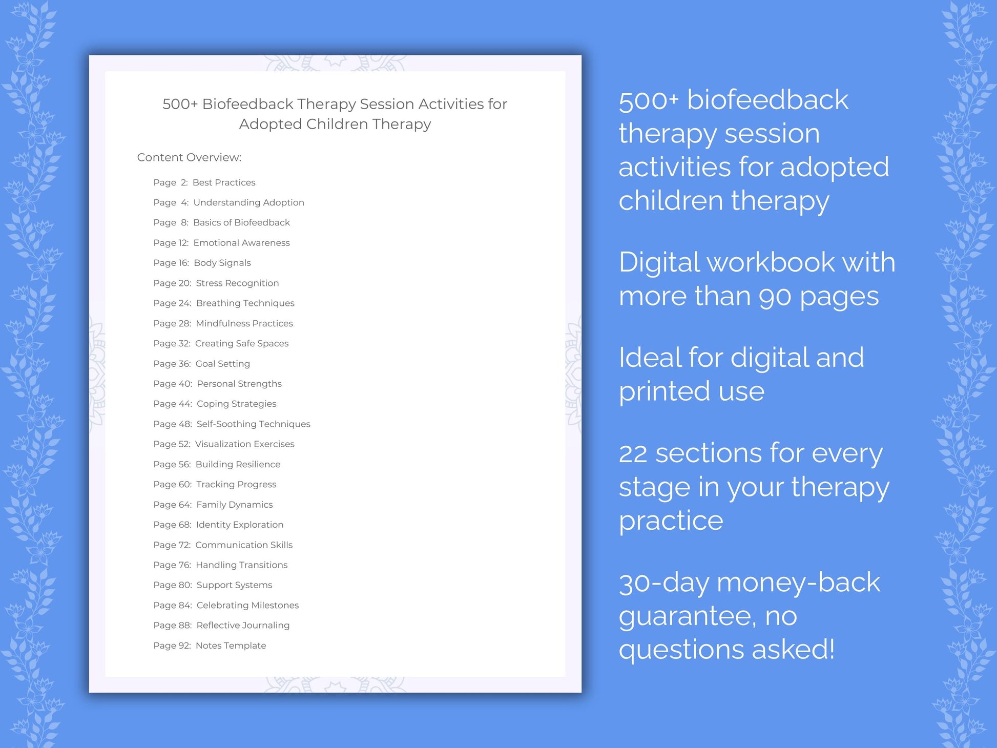 Adopted Children Biofeedback Therapy Therapist Worksheets