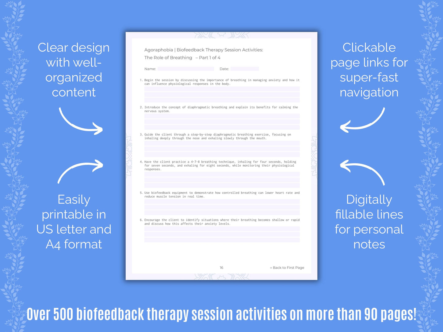 Agoraphobia Biofeedback Therapy Counseling Templates