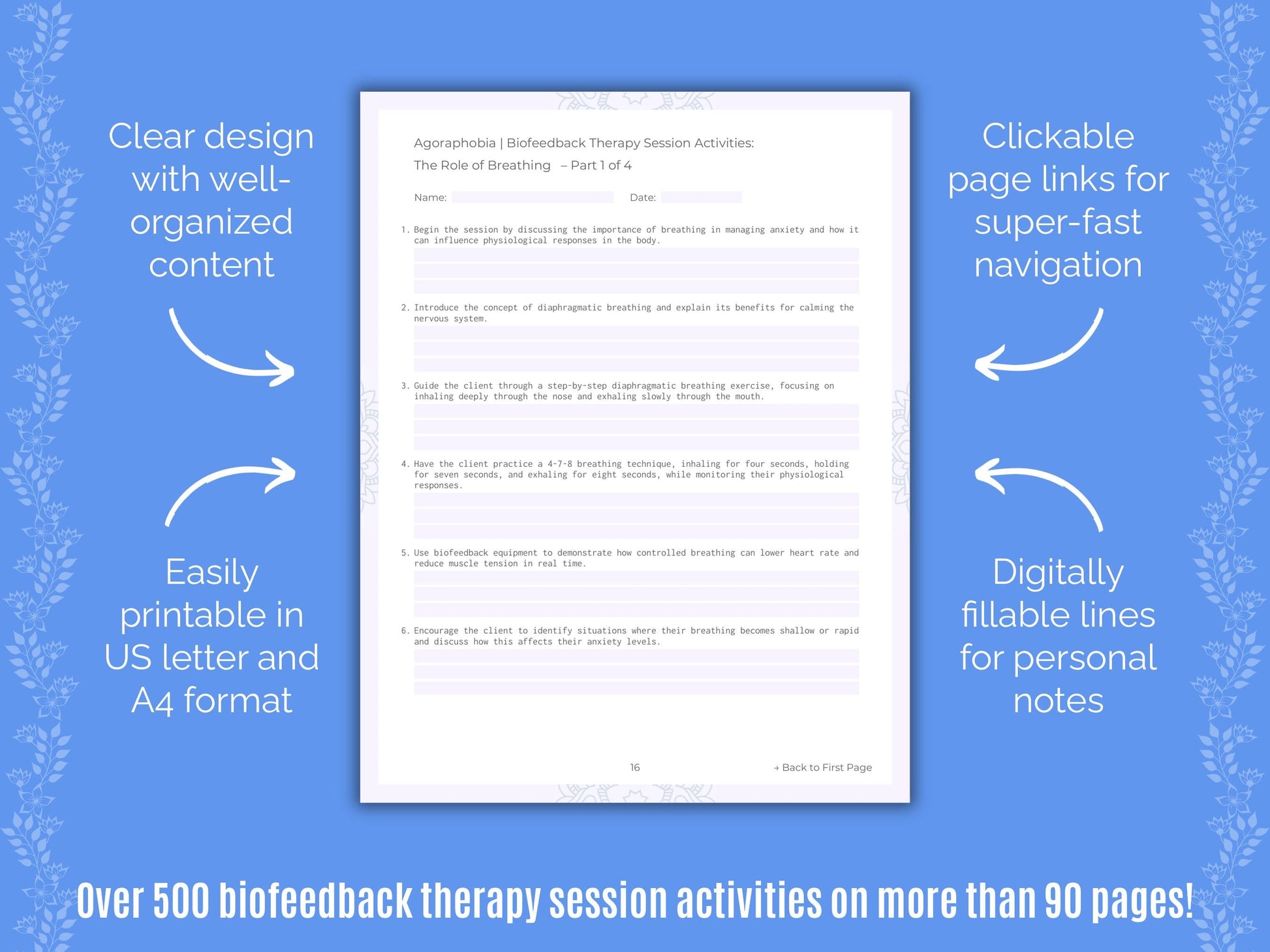 Agoraphobia Biofeedback Therapy Counseling Templates