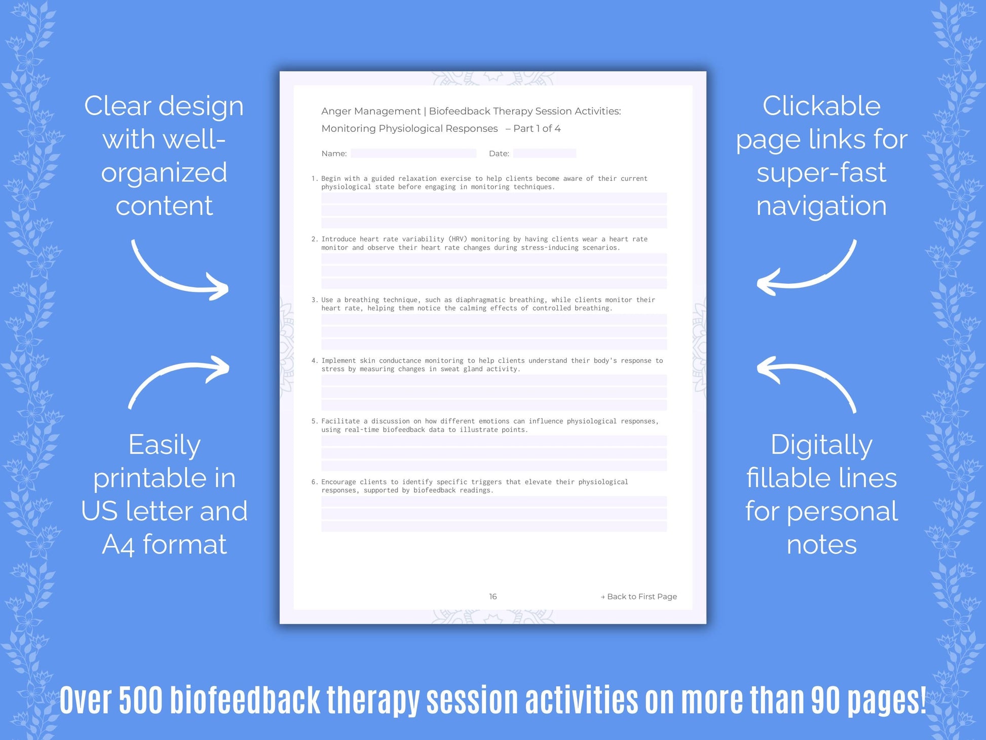 Anger Management Biofeedback Therapy Counseling Templates