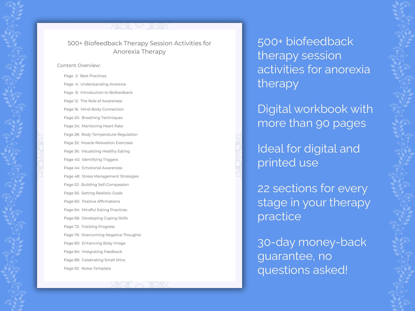 Anorexia Biofeedback Therapy Therapist Worksheets