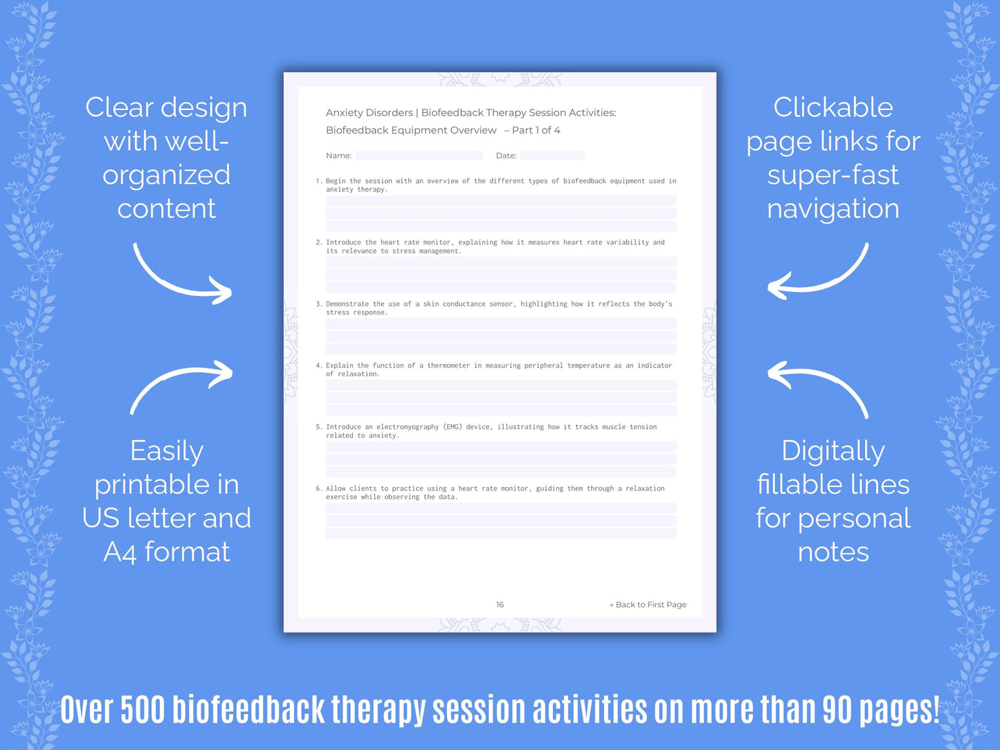 Anxiety Disorders Biofeedback Therapy Counseling Templates