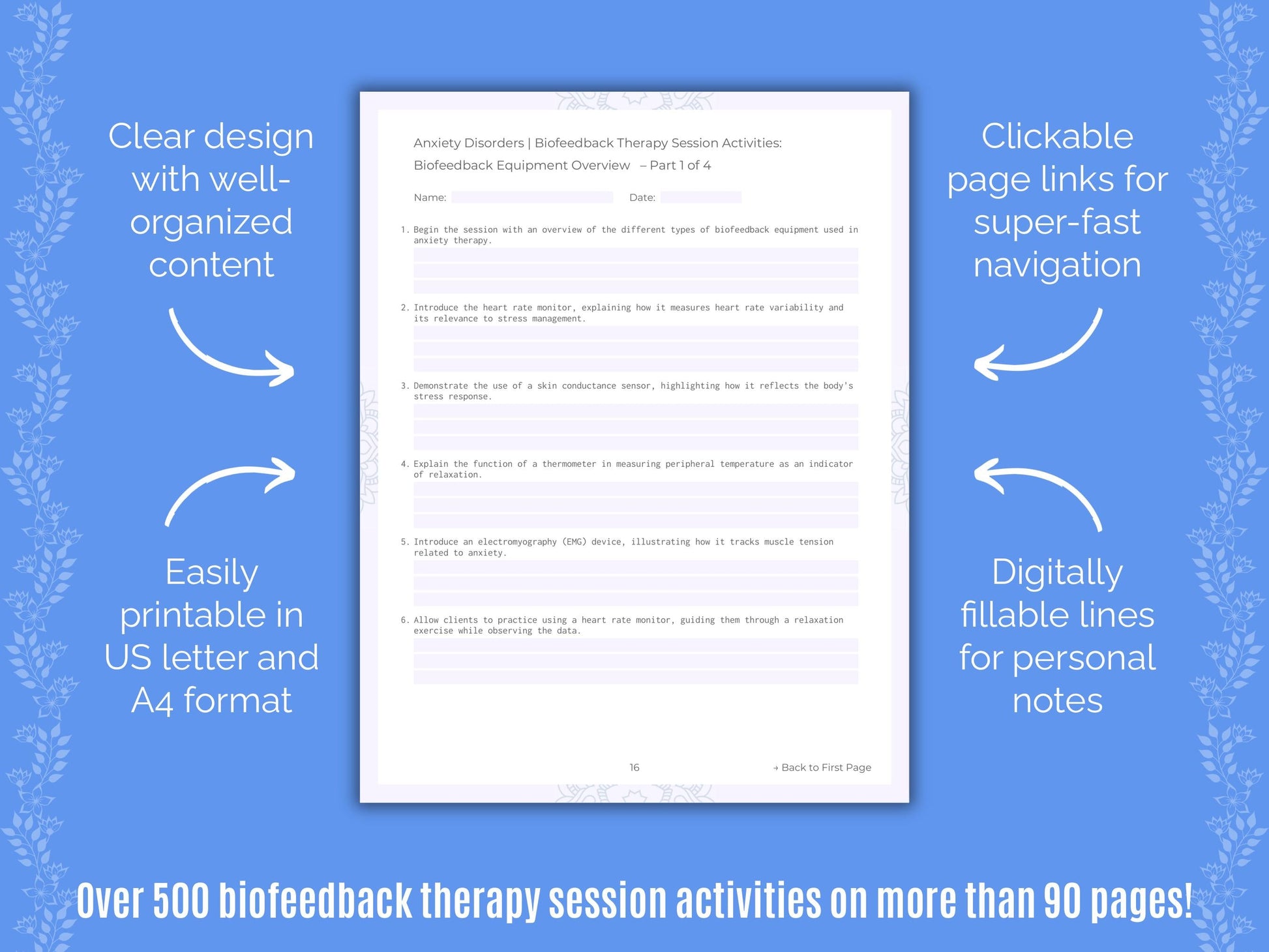 Anxiety Disorders Biofeedback Therapy Counseling Templates