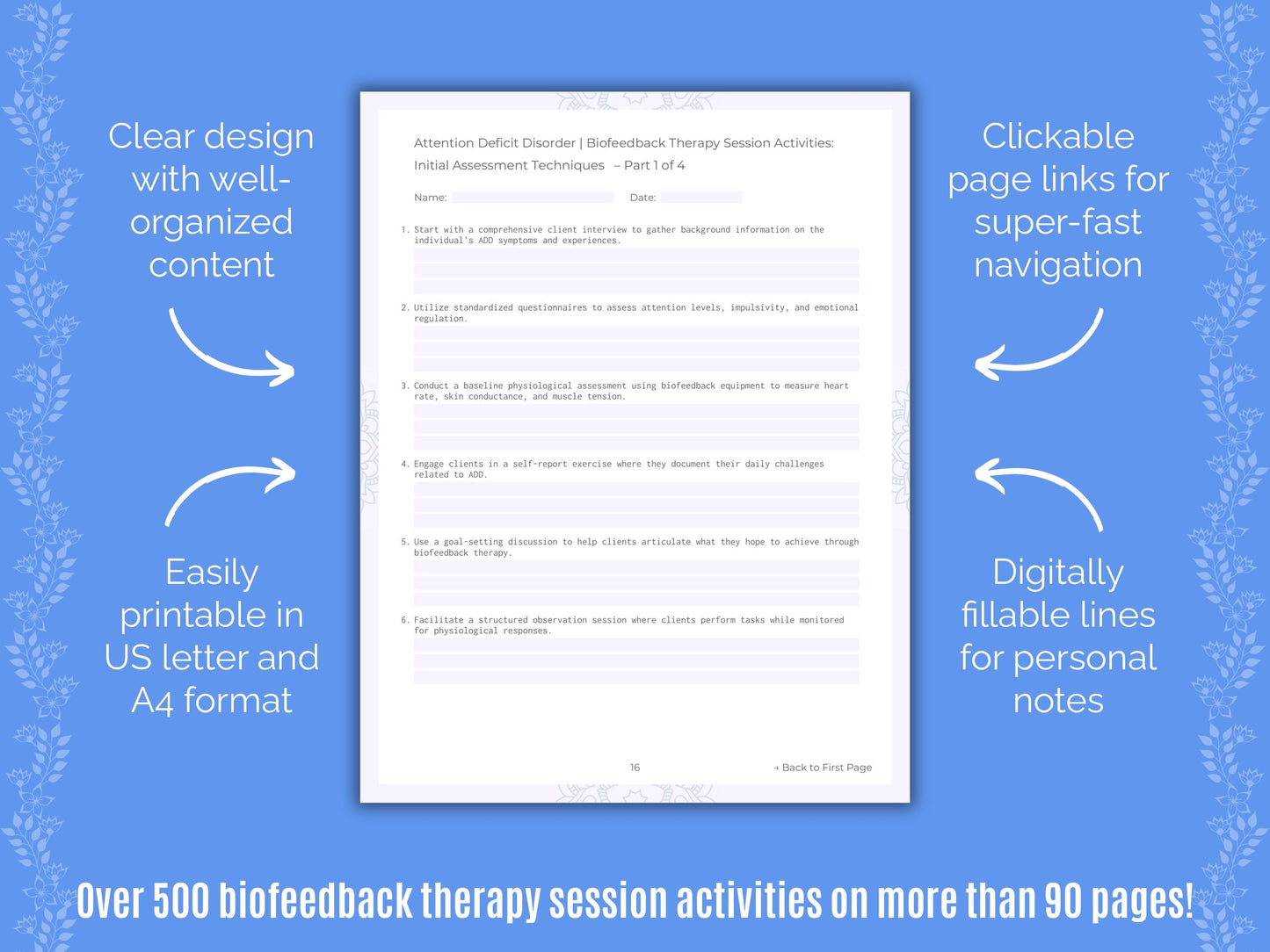 Attention Deficit Disorder (ADD) Biofeedback Therapy Counseling Templates