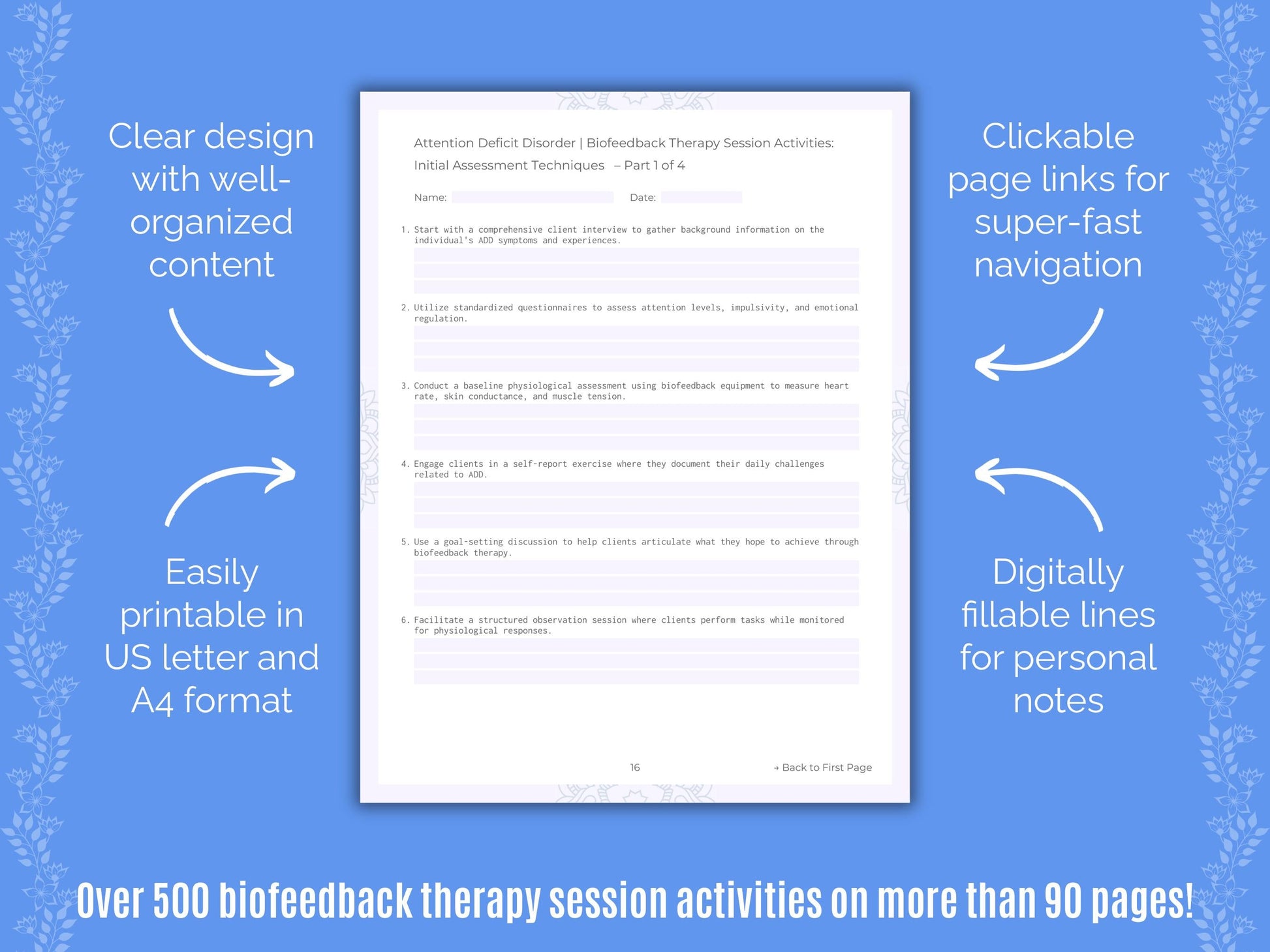 Attention Deficit Disorder (ADD) Biofeedback Therapy Counseling Templates