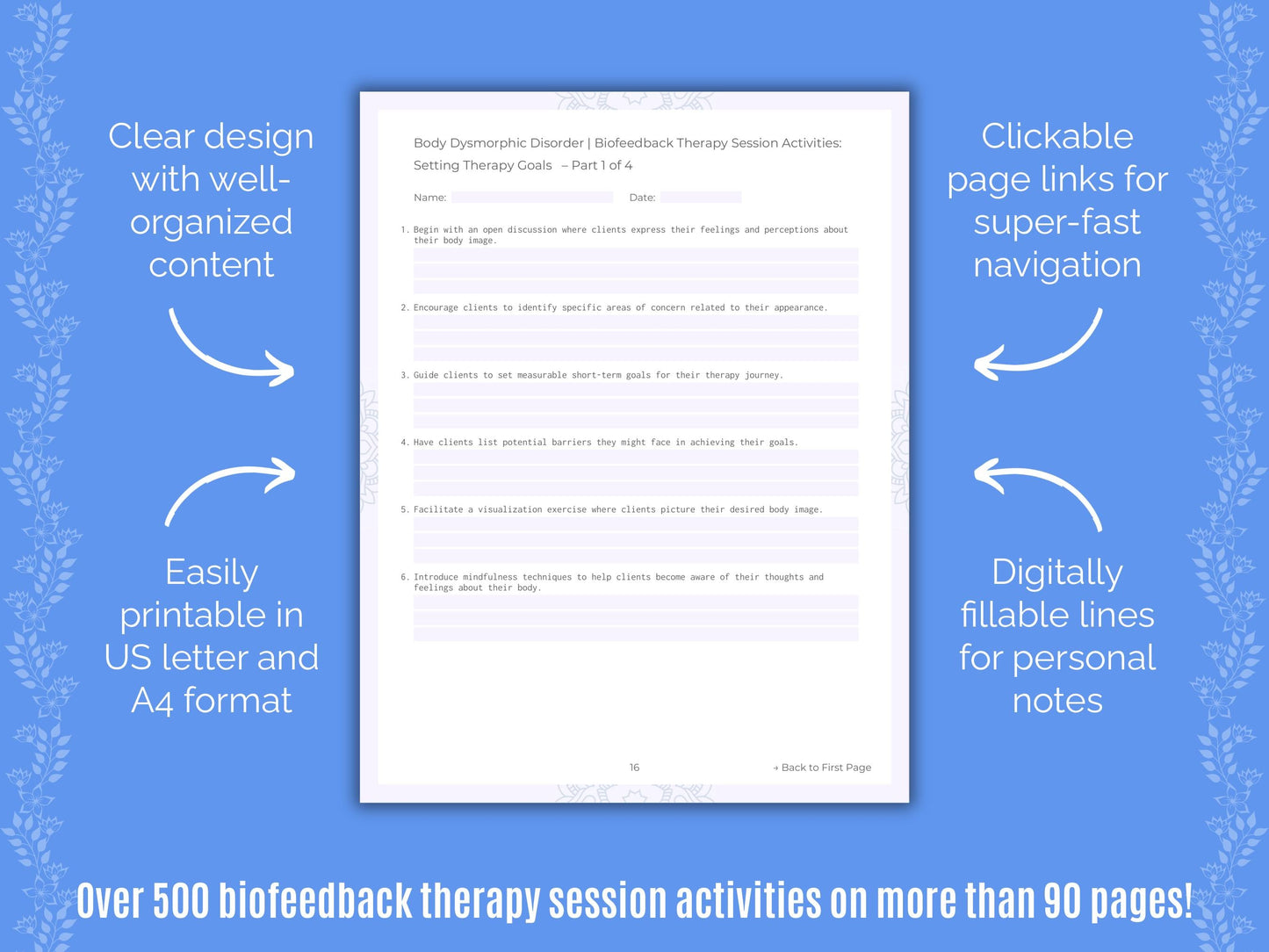 Body Dysmorphic Disorder (BDD) Biofeedback Therapy Counseling Templates