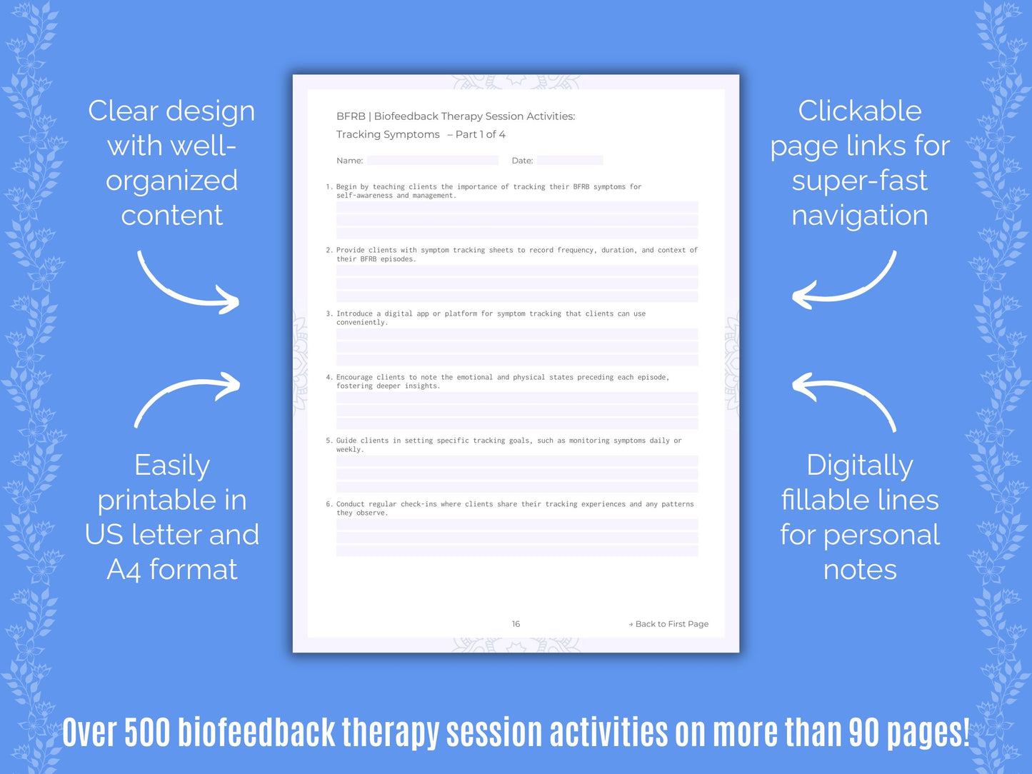 Body-Focused Repetitive Behavior (BFRB) Biofeedback Therapy Counseling Templates