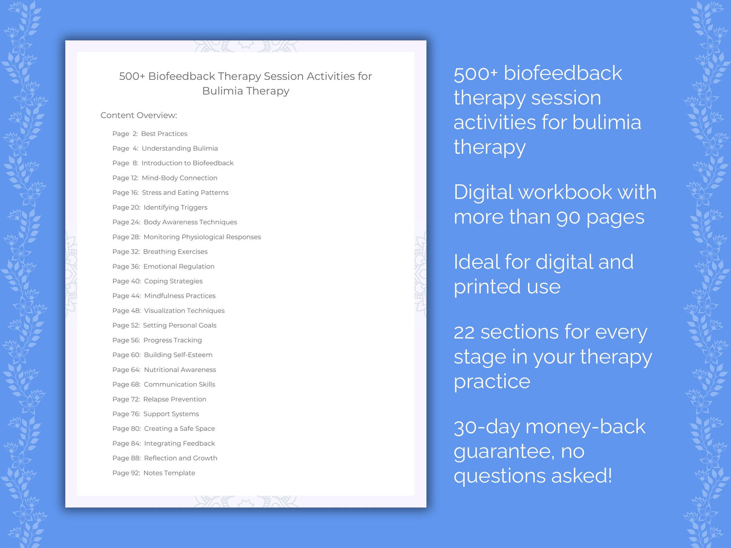 Bulimia Biofeedback Therapy Therapist Worksheets