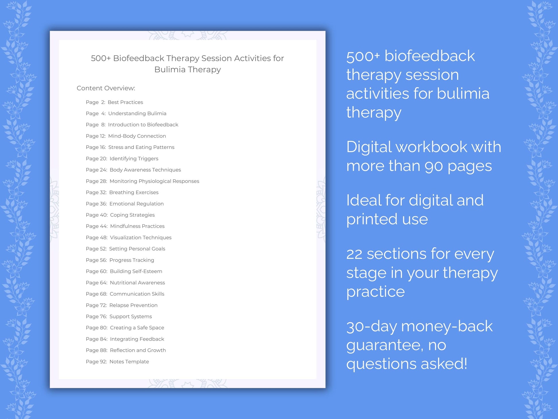 Bulimia Biofeedback Therapy Therapist Worksheets