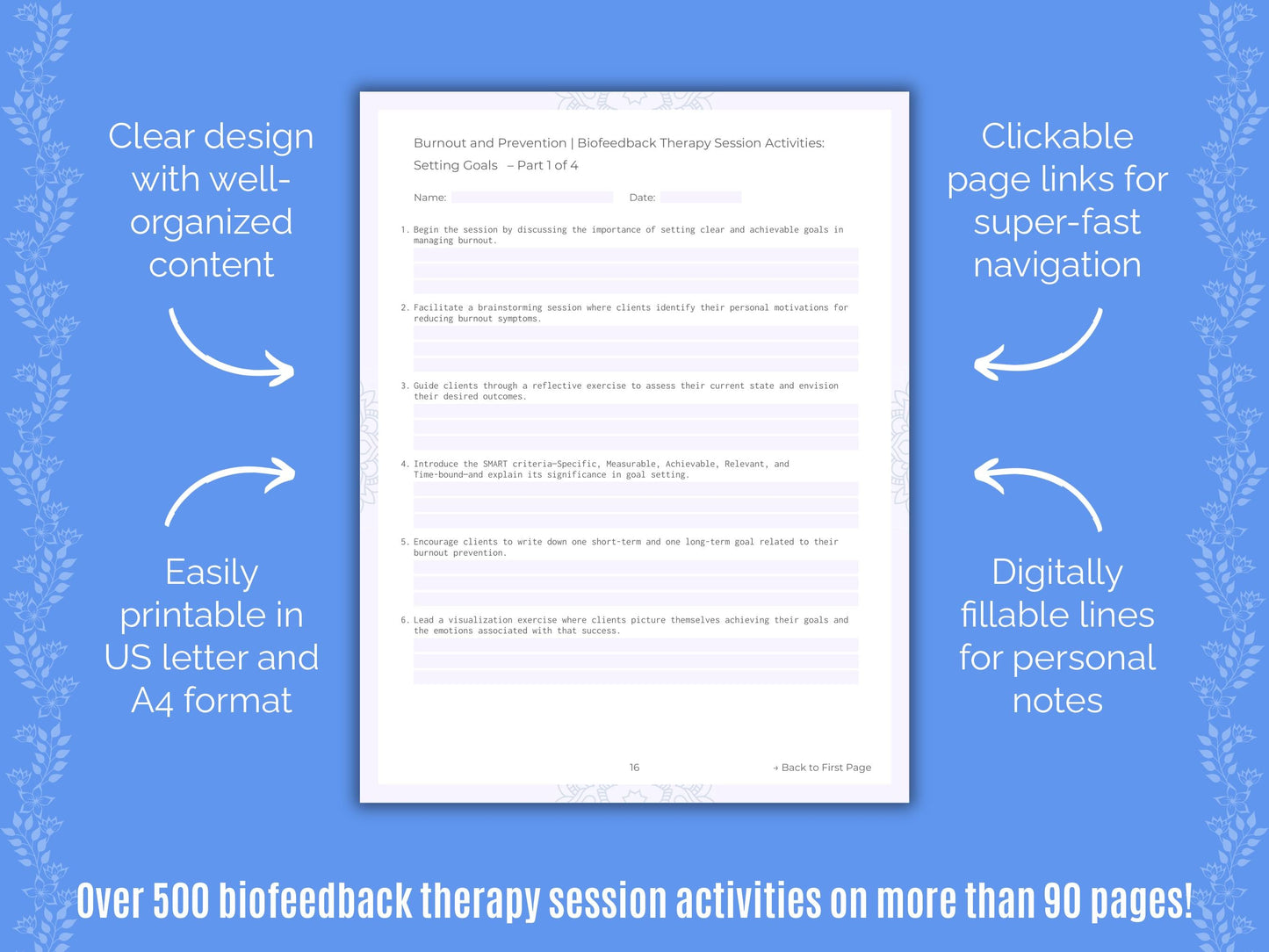 Burnout and Prevention Biofeedback Therapy Counseling Templates