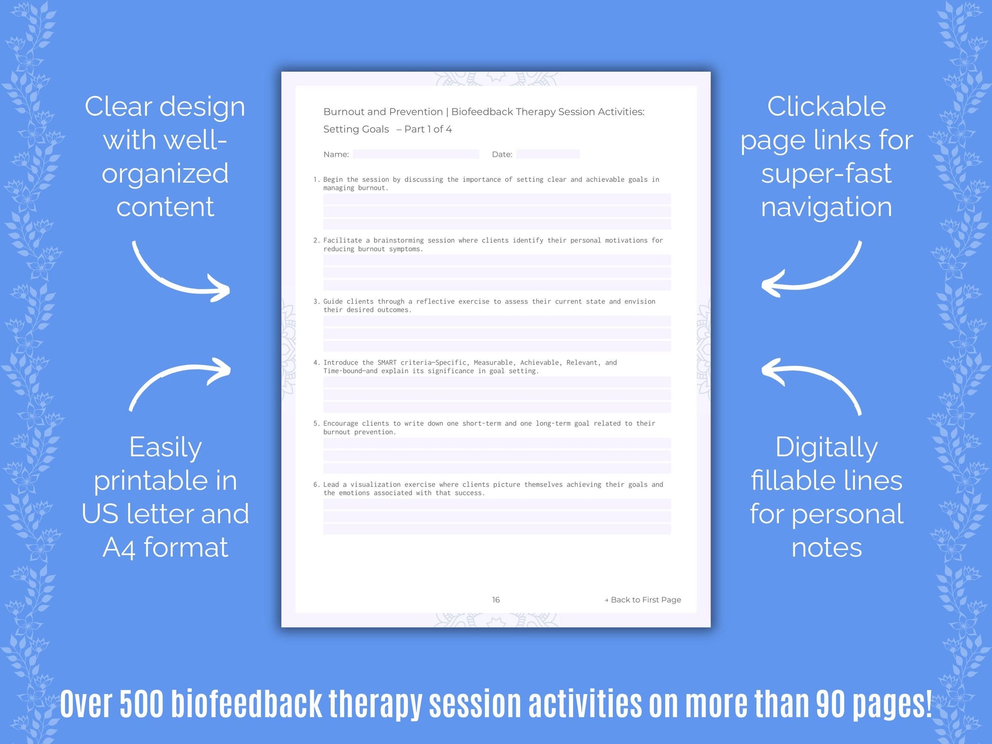 Burnout and Prevention Biofeedback Therapy Counseling Templates