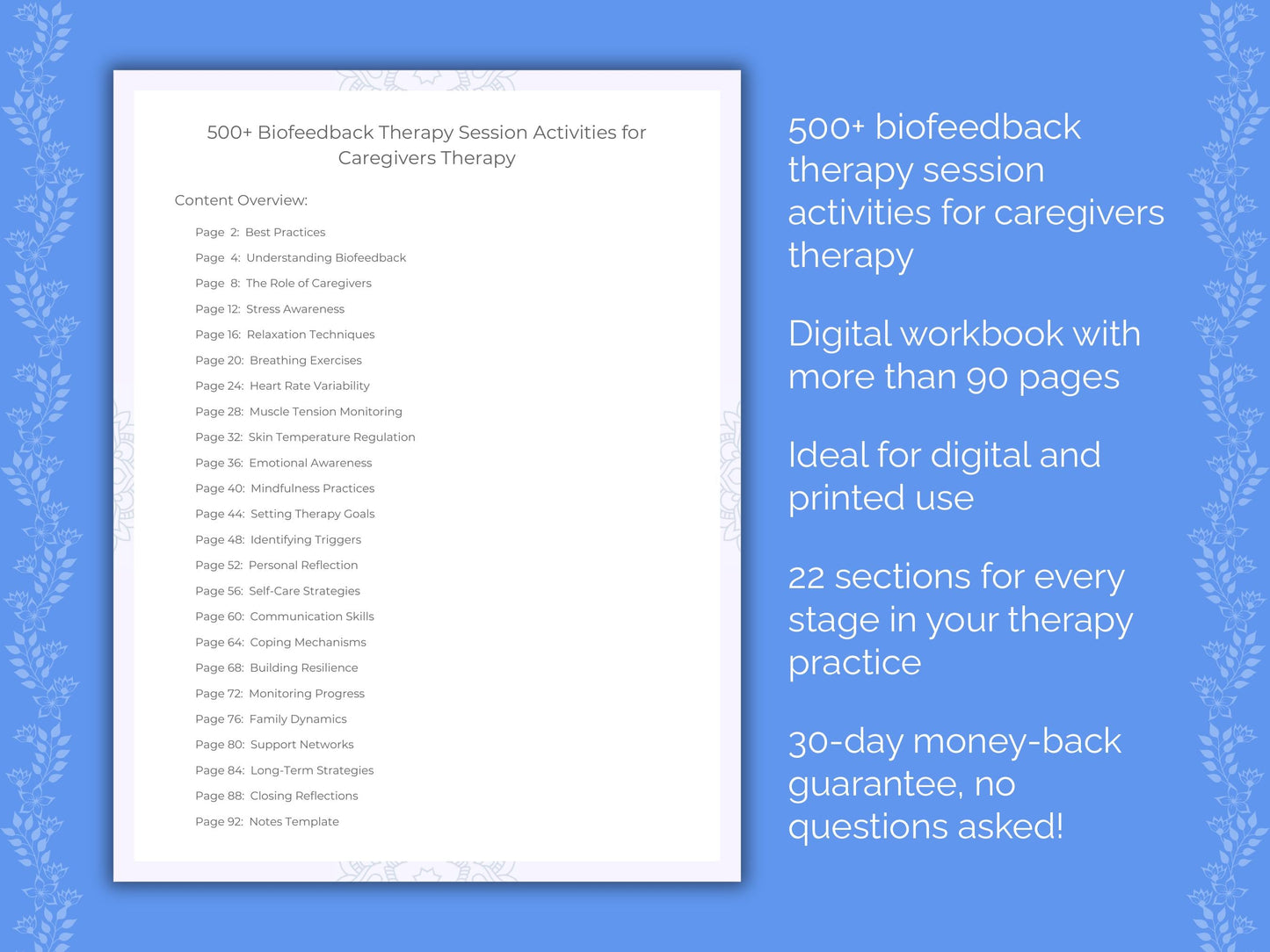 Caregivers Biofeedback Therapy Therapist Worksheets