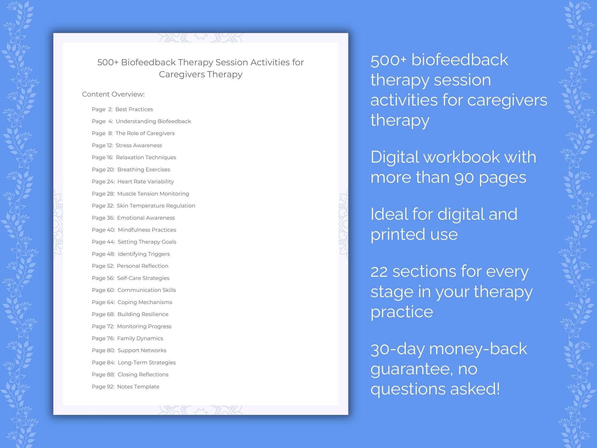 Caregivers Biofeedback Therapy Therapist Worksheets