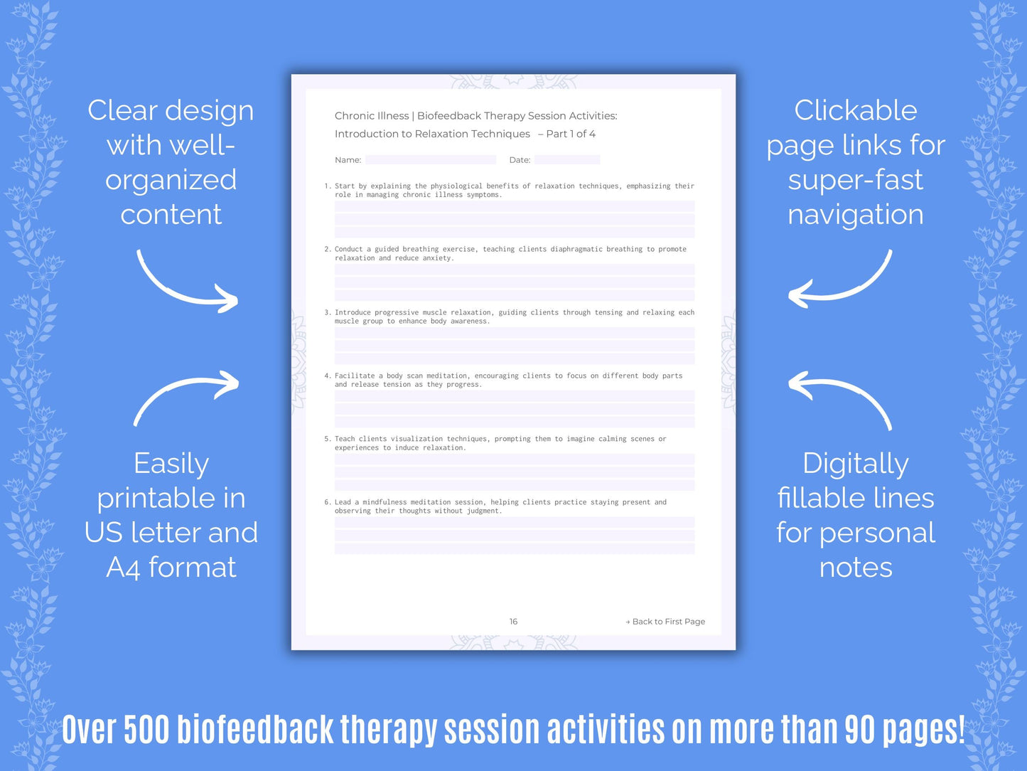 Chronic Illness Biofeedback Therapy Counseling Templates
