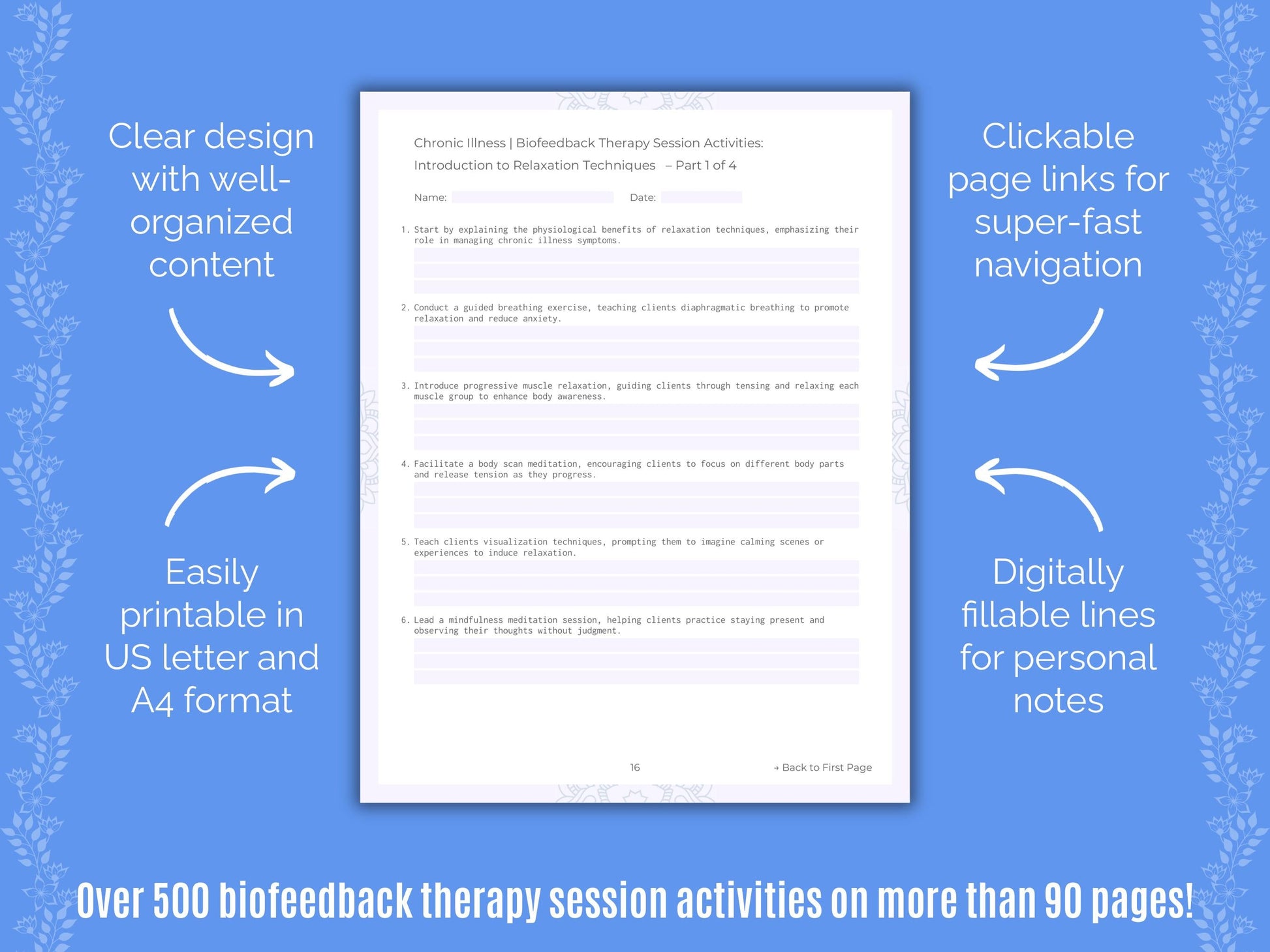 Chronic Illness Biofeedback Therapy Counseling Templates